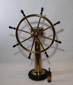 Brass Ships Wheel on Pedestal