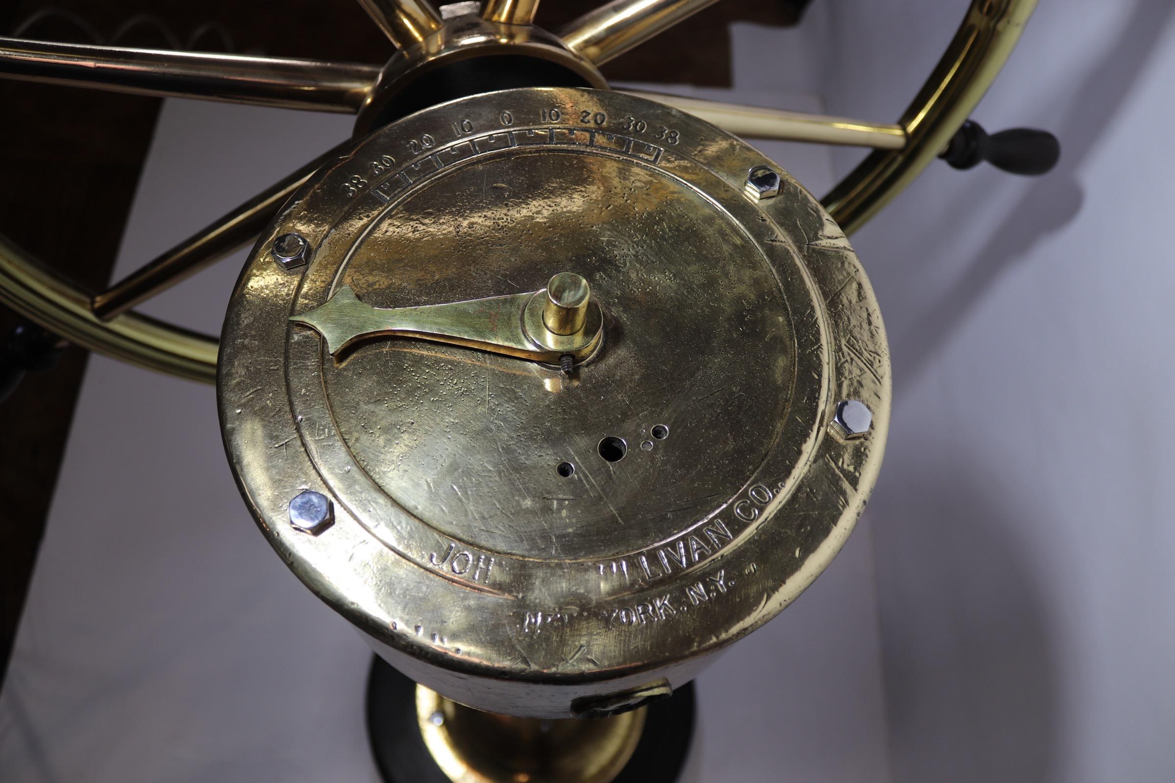 Brass Ships Wheel on Pedestal 2