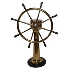 Brass Ships Wheel on Pedestal