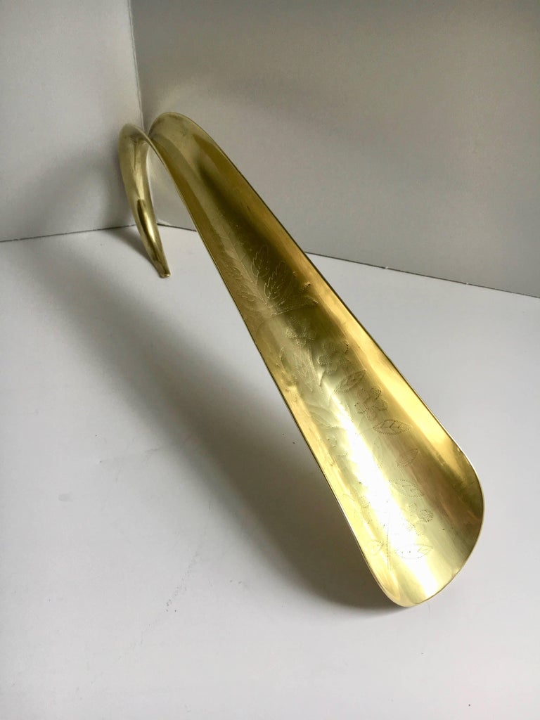 Brass Shoe Horn with Hand Applied Motif at 1stDibs