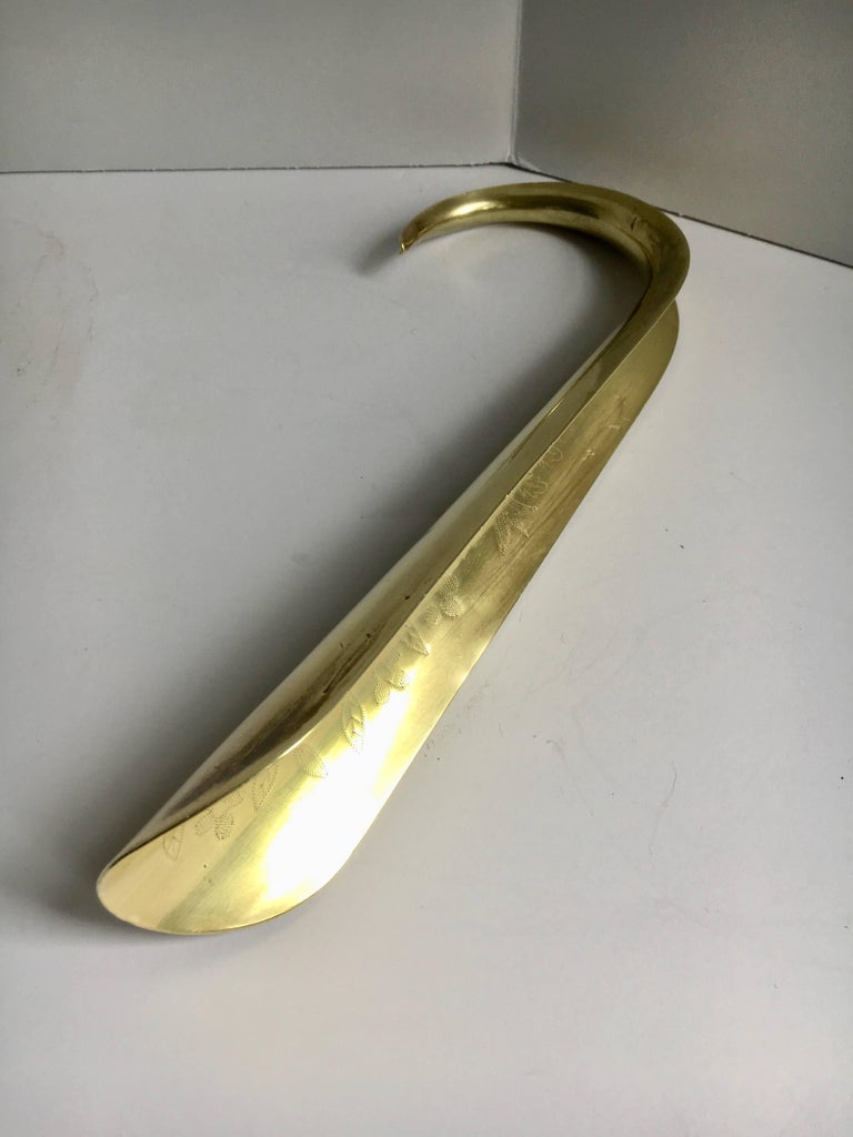Brass Shoe Horn with Hand Applied Motif at 1stDibs