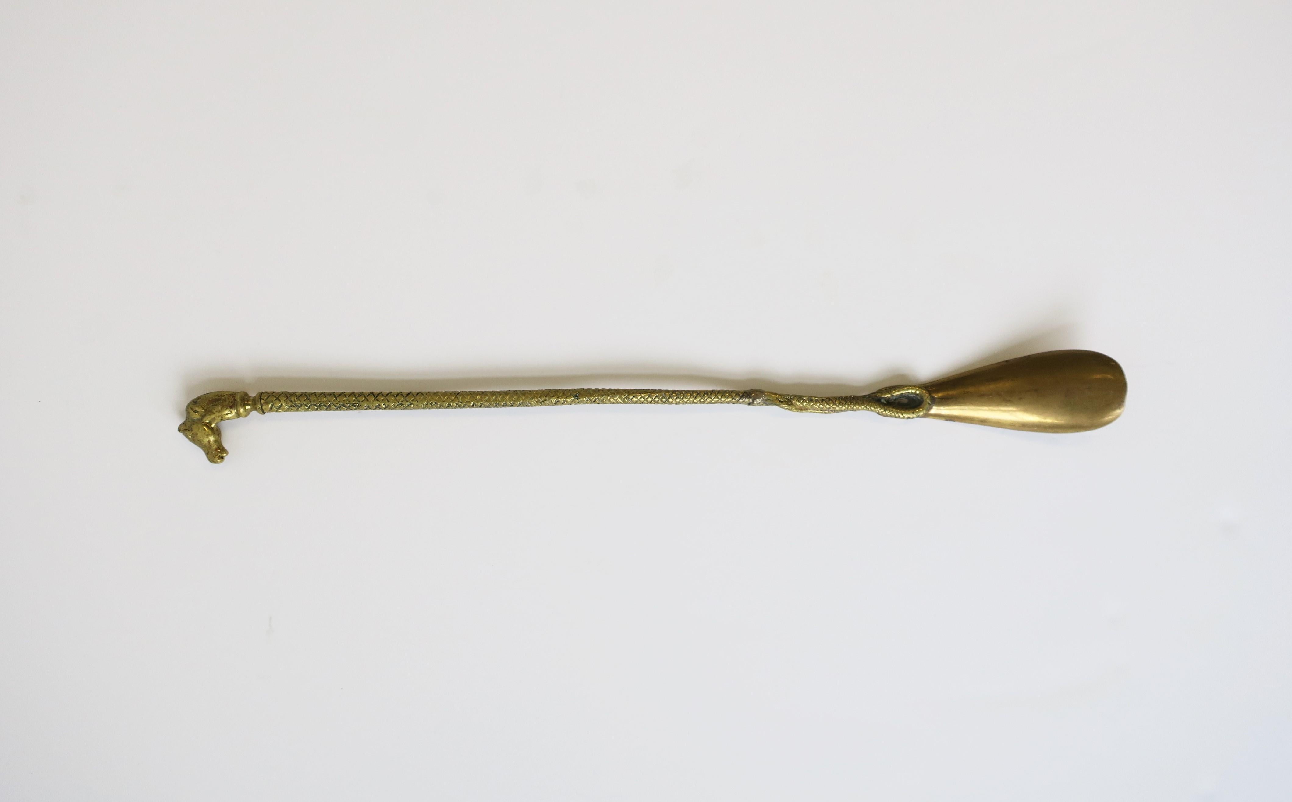 Brass Shoe Horn with Horse and Snake Design In Good Condition In New York, NY