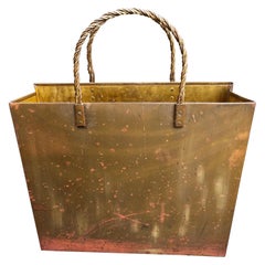 Brass "Shopping Bag" Magazine Holder / Trash Can, circa 1960