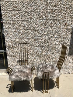 Pair of Modern Brass Chairs Attributed to Pierre Cardin