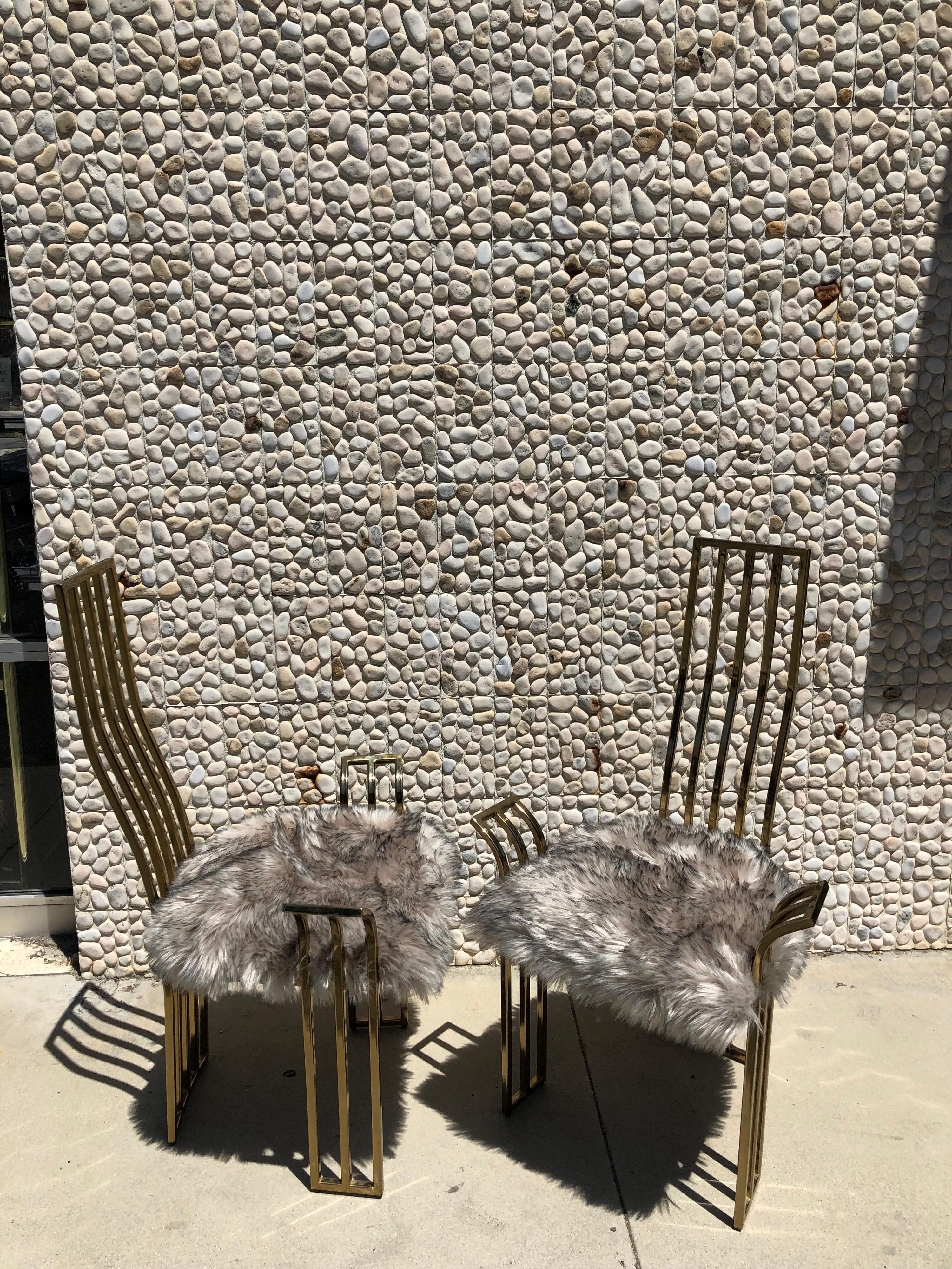 Other Pair of Modern Brass Chairs Attributed to Pierre Cardin