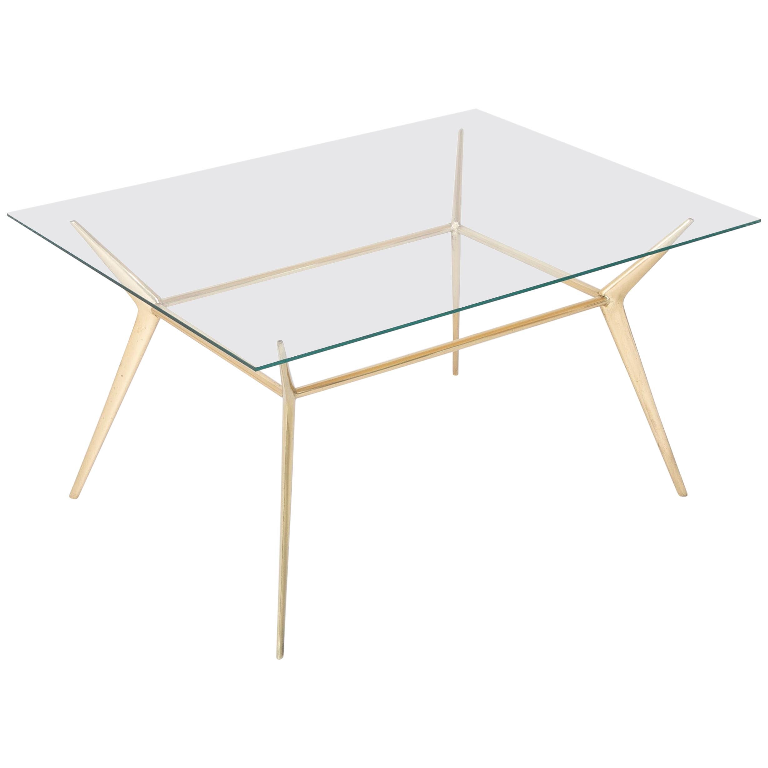 Table d'appoint ou table basse en laiton de Gino Sarfatti