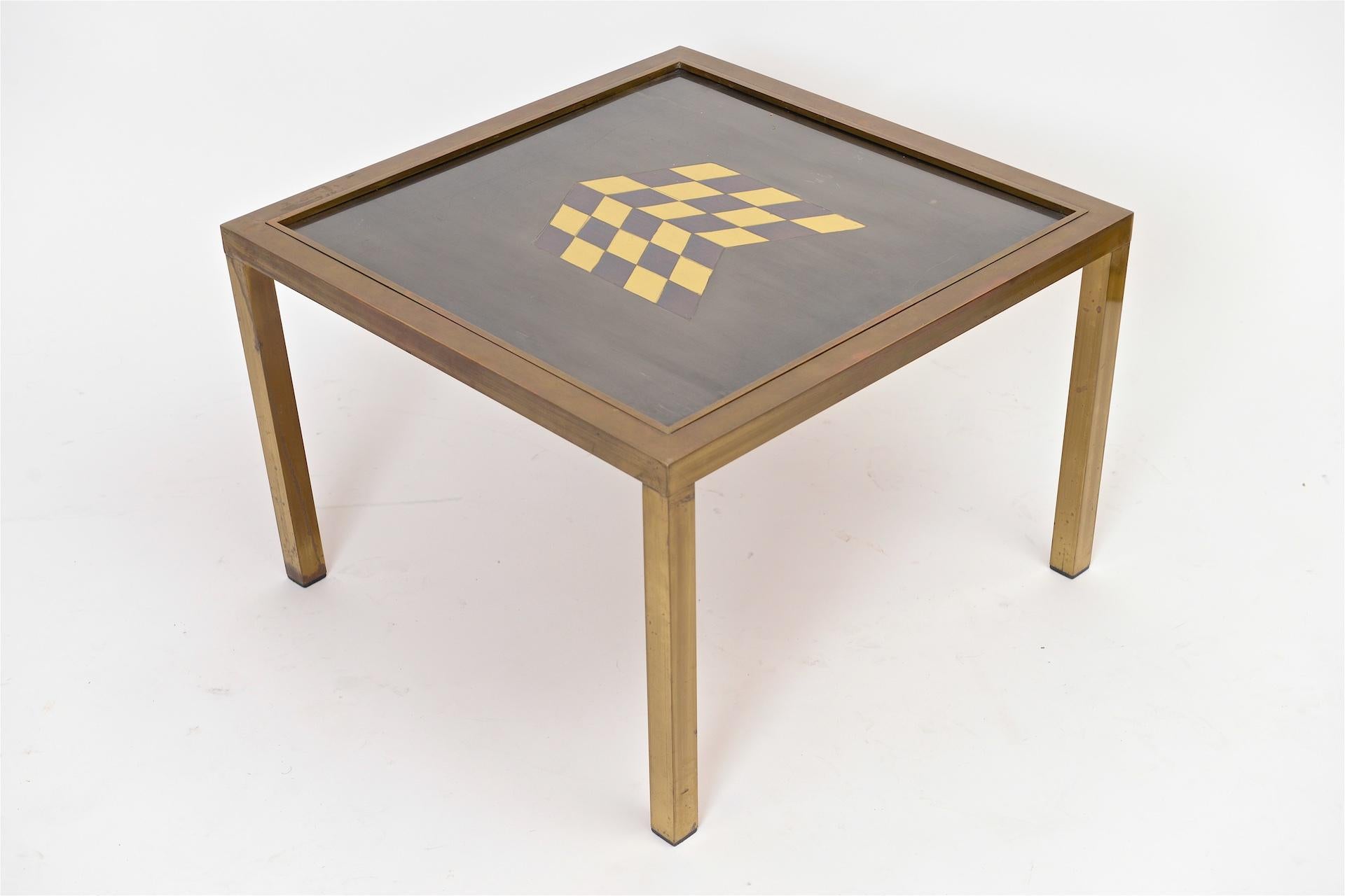 Good quality Italian side table with geometric motif.