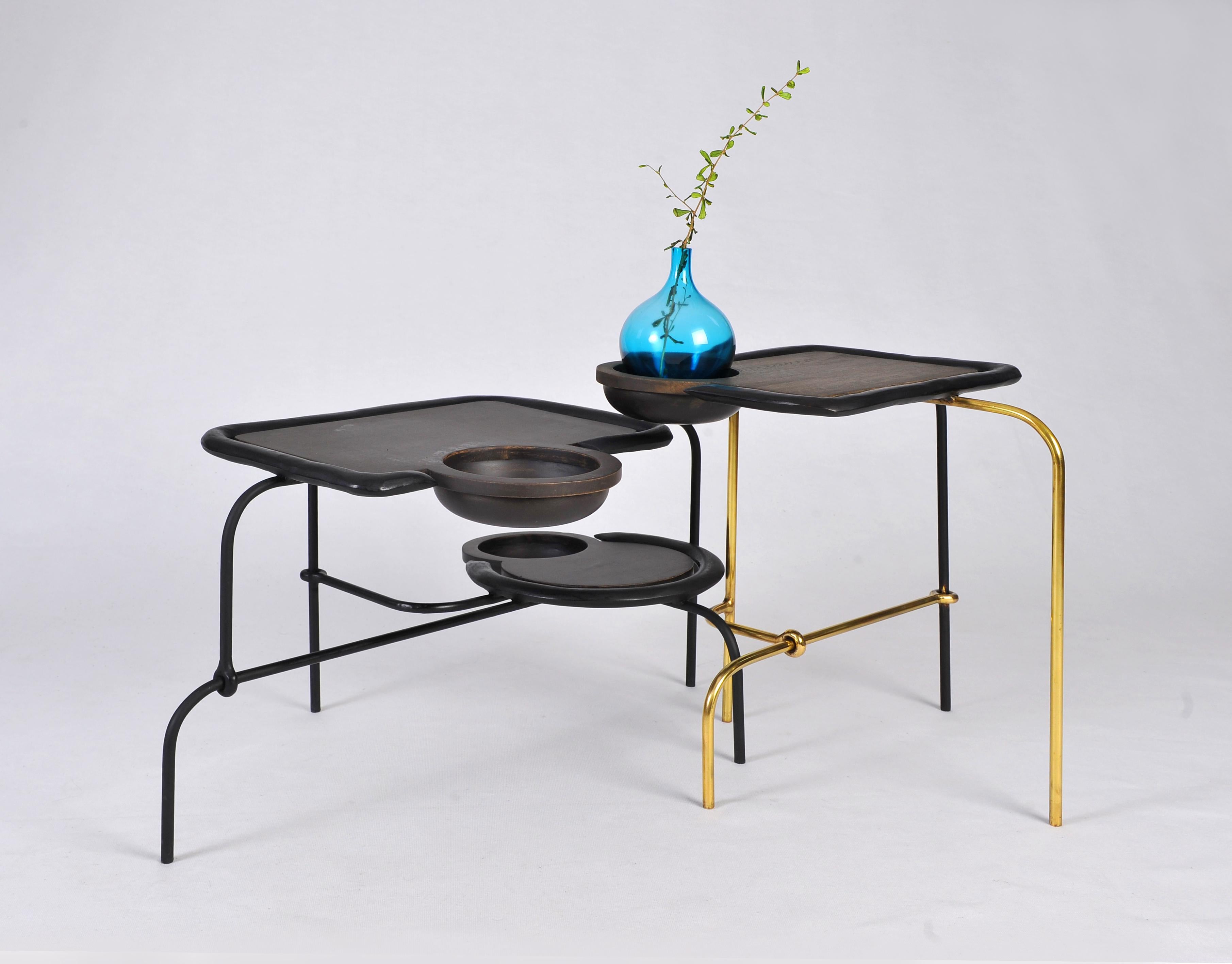 Post-Modern Brass Side Table, Compound II, Misaya