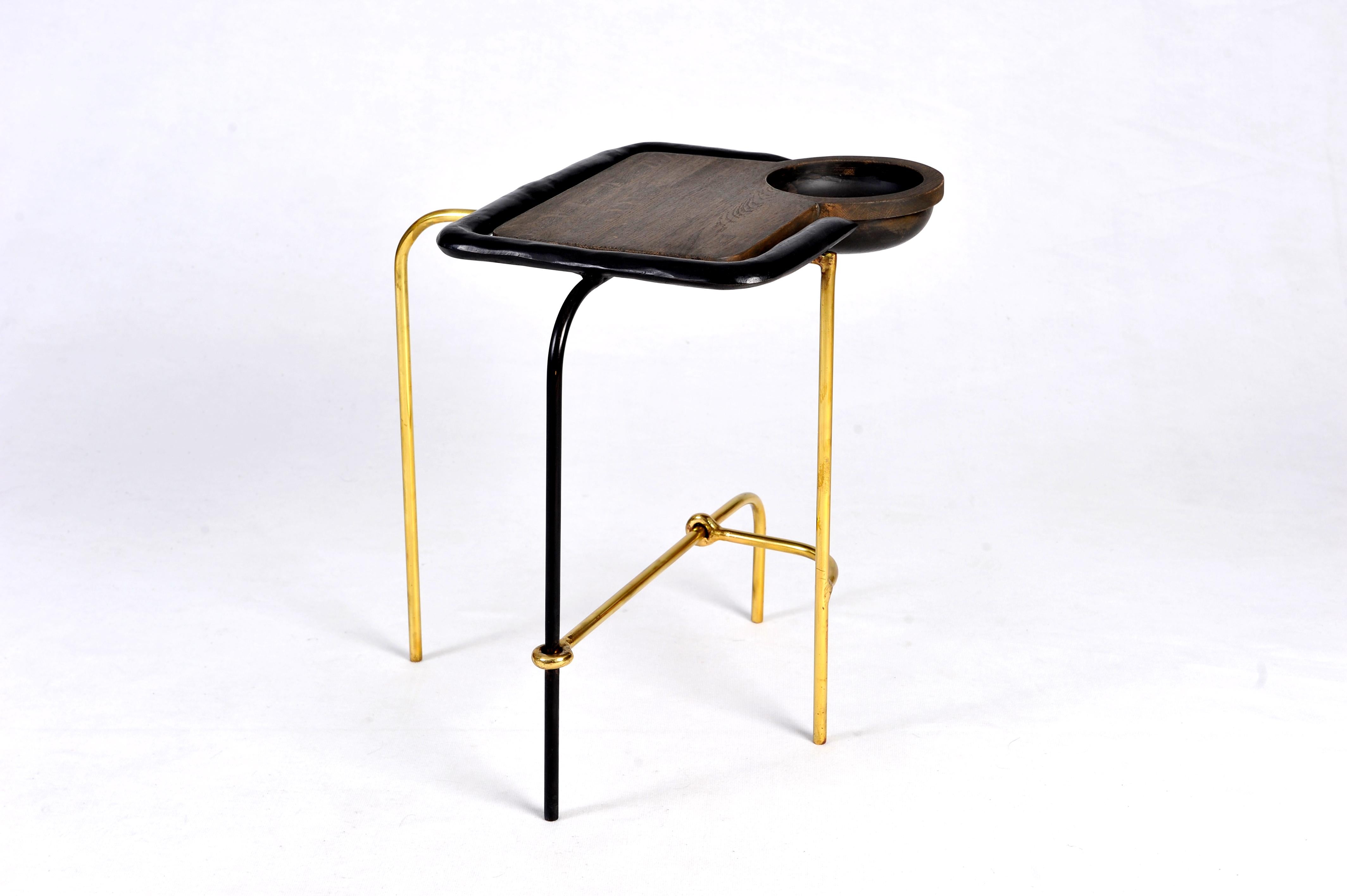 Post-Modern Brass Side Table, Compound II, Misaya
