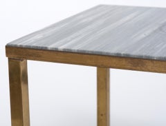 Brass Side Table with a Grey Marble Top, France, circa 1950