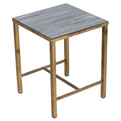 Brass Side Table with a Grey Marble Top, France, circa 1950