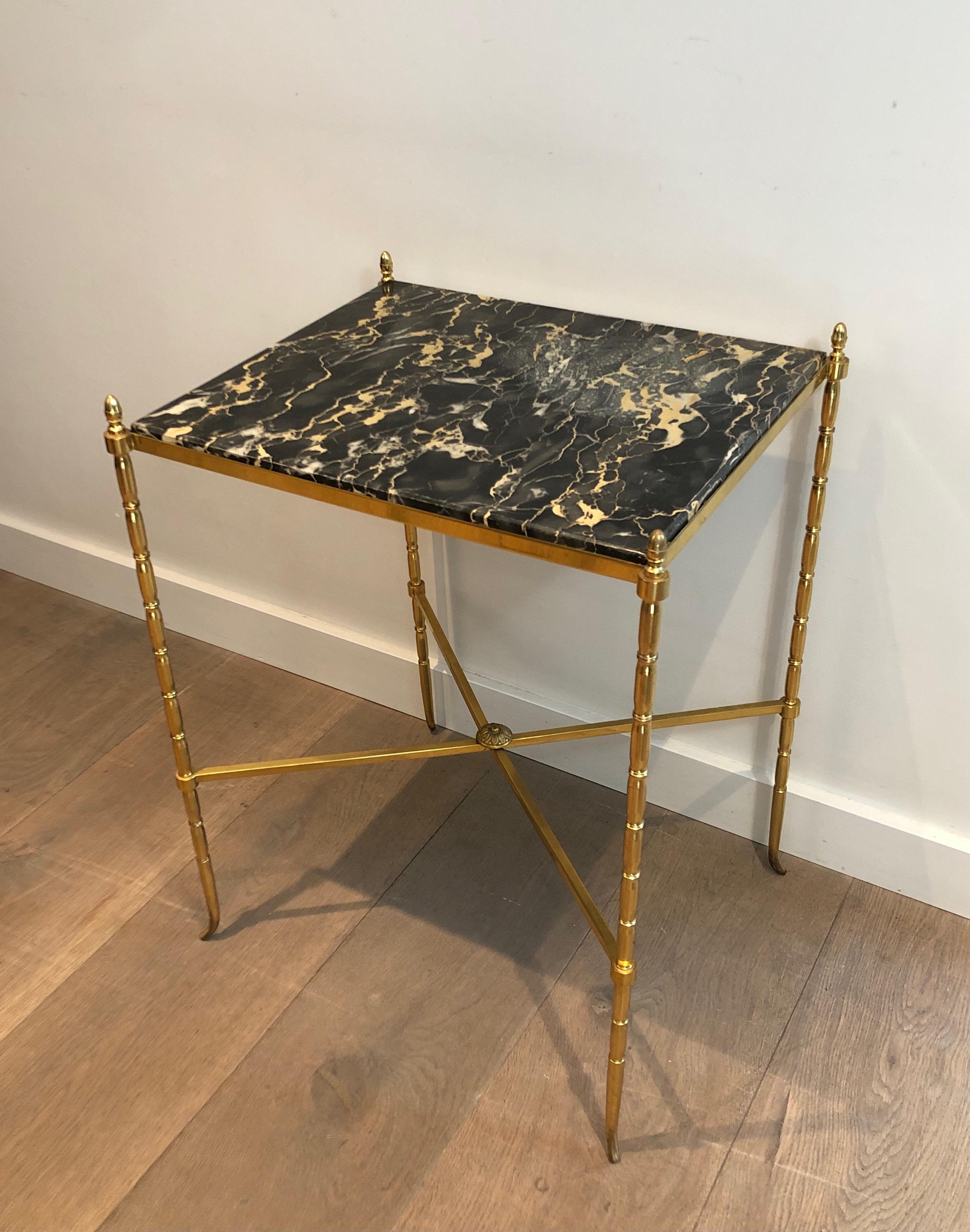 Brass Side Table with Black Marble, French Work by Maison Baguès, circa 1940 7