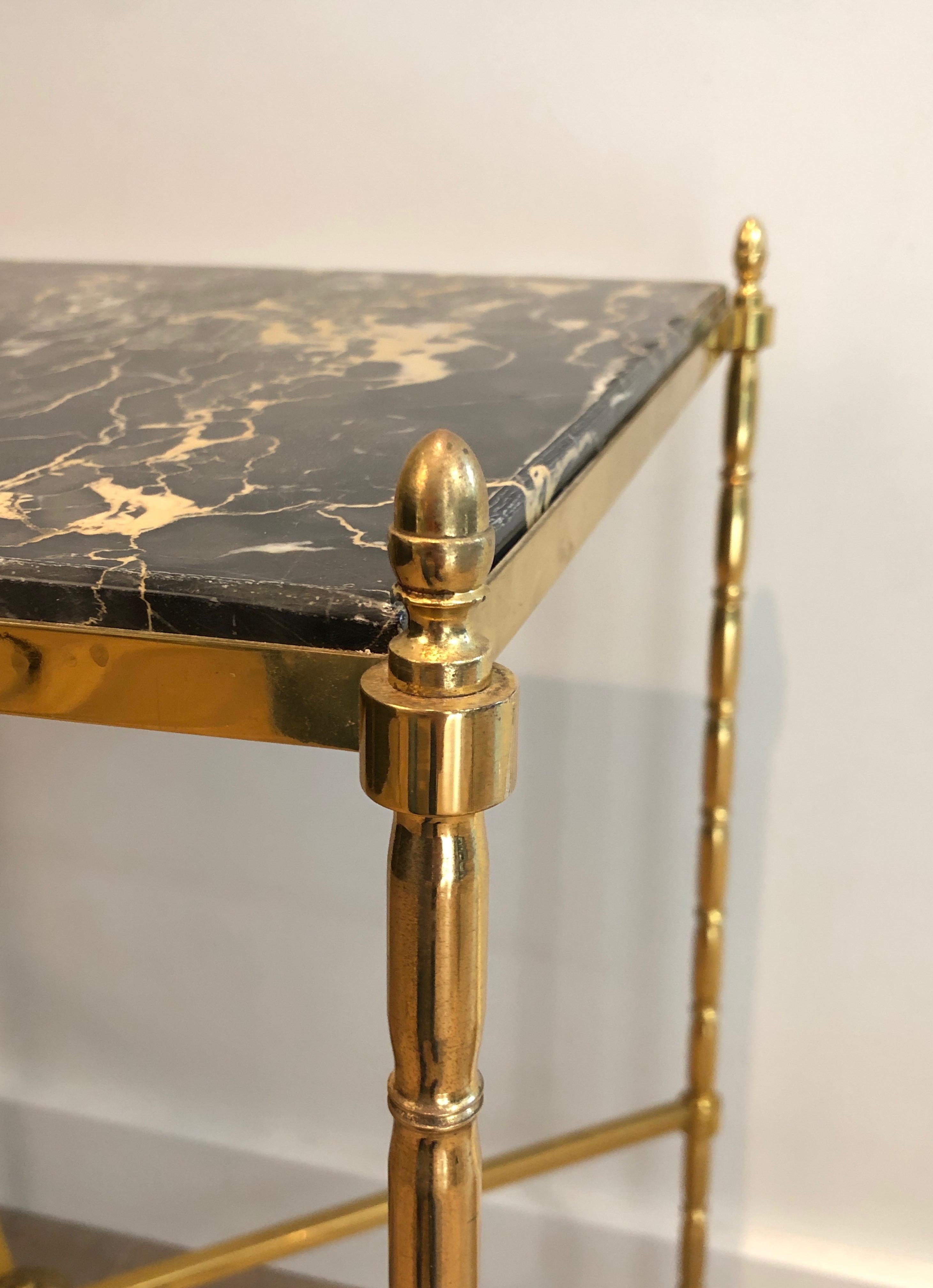 Mid-20th Century Brass Side Table with Black Marble, French Work by Maison Baguès, circa 1940