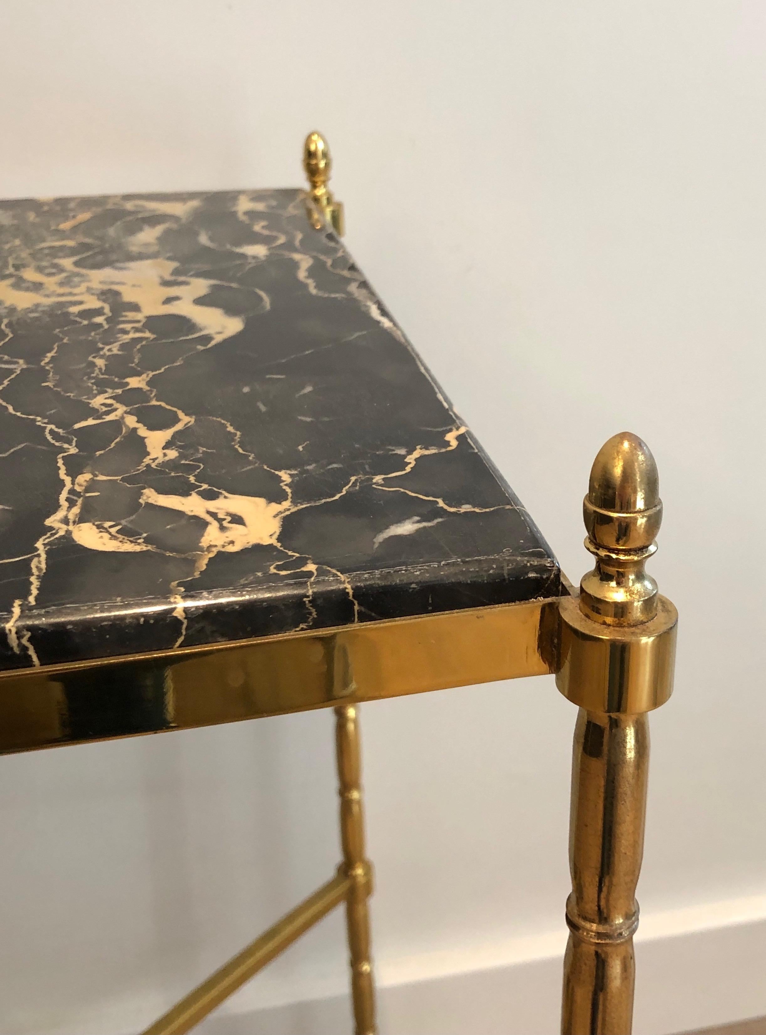 Brass Side Table with Black Marble, French Work by Maison Baguès, circa 1940 1