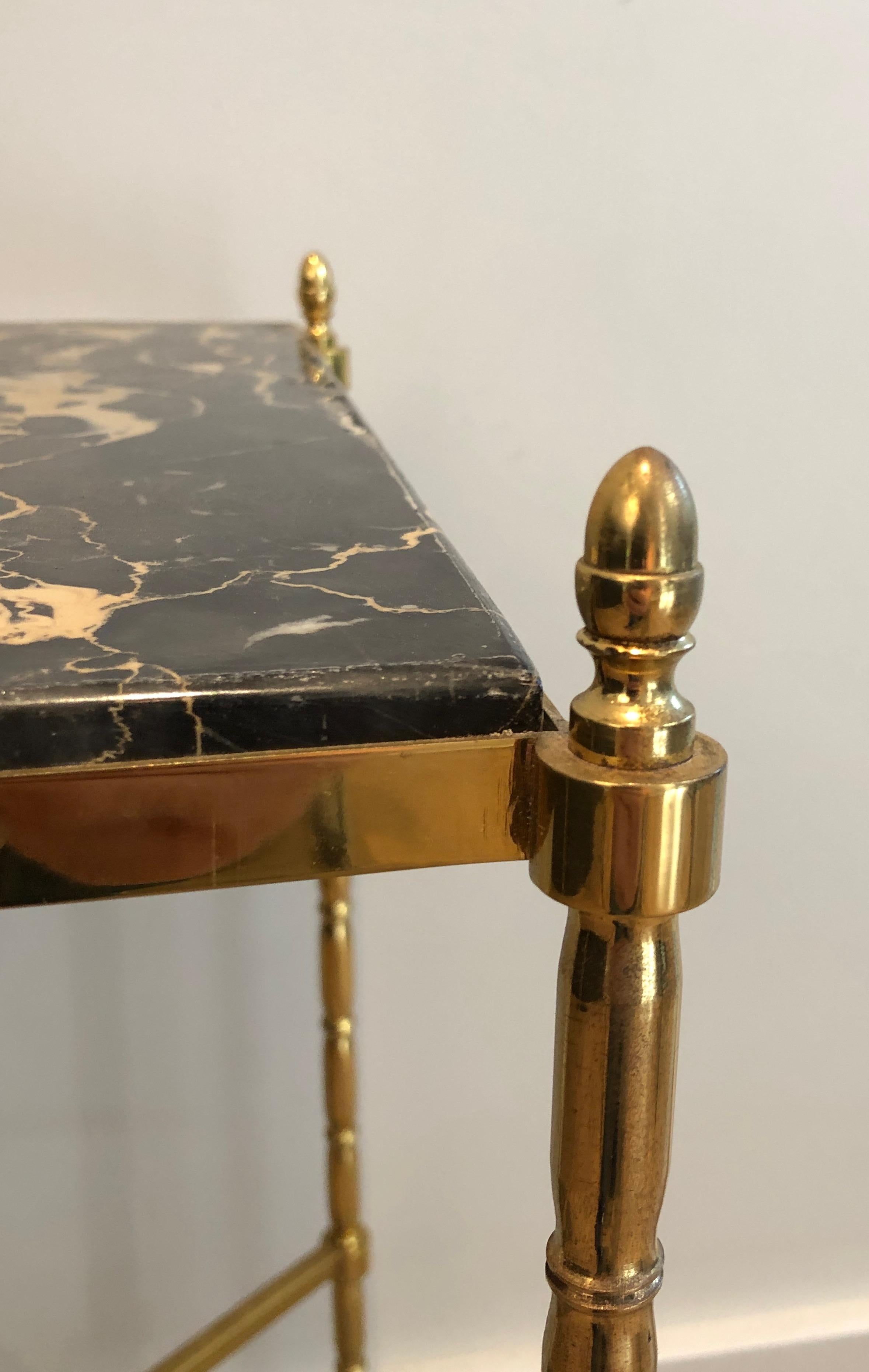 Brass Side Table with Black Marble, French Work by Maison Baguès, circa 1940 2