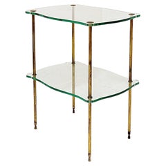 Brass side table with double glass top Maison Jansen Style - Circa 1940