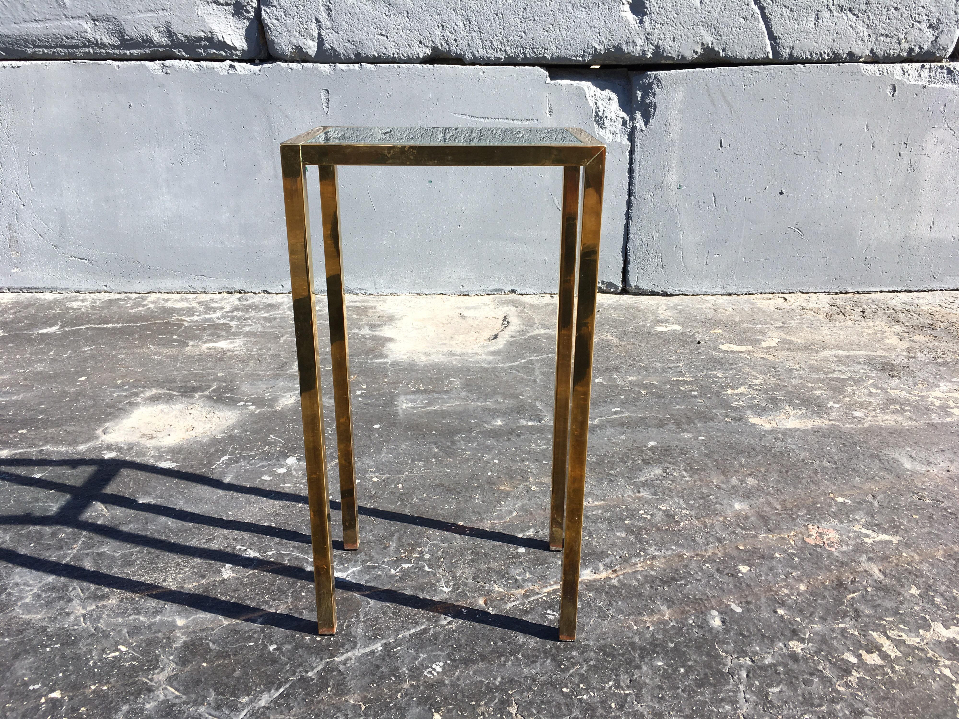 Solid brass has rich patina but can be polished if buyer prefers.  
      