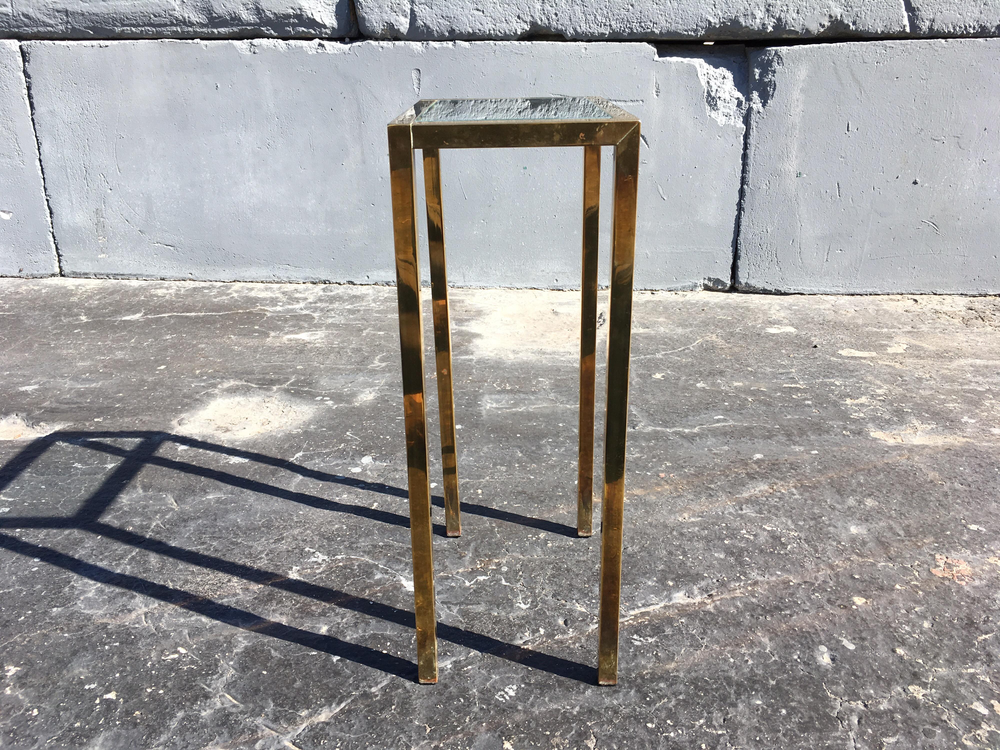 Mid-20th Century Brass Side Table with Glass in the Style of Laverne
