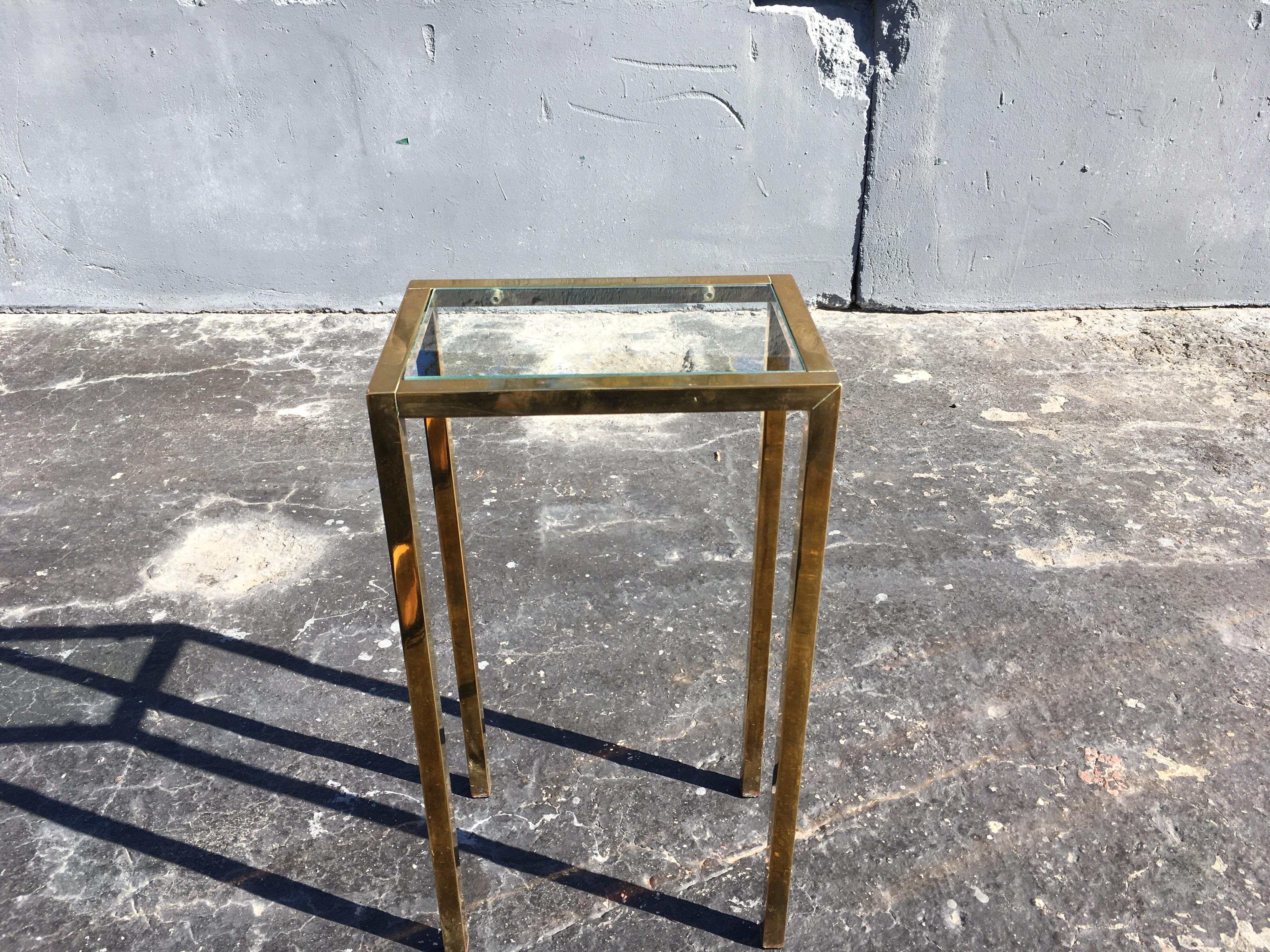 Brass Side Table with Glass in the Style of Laverne 2