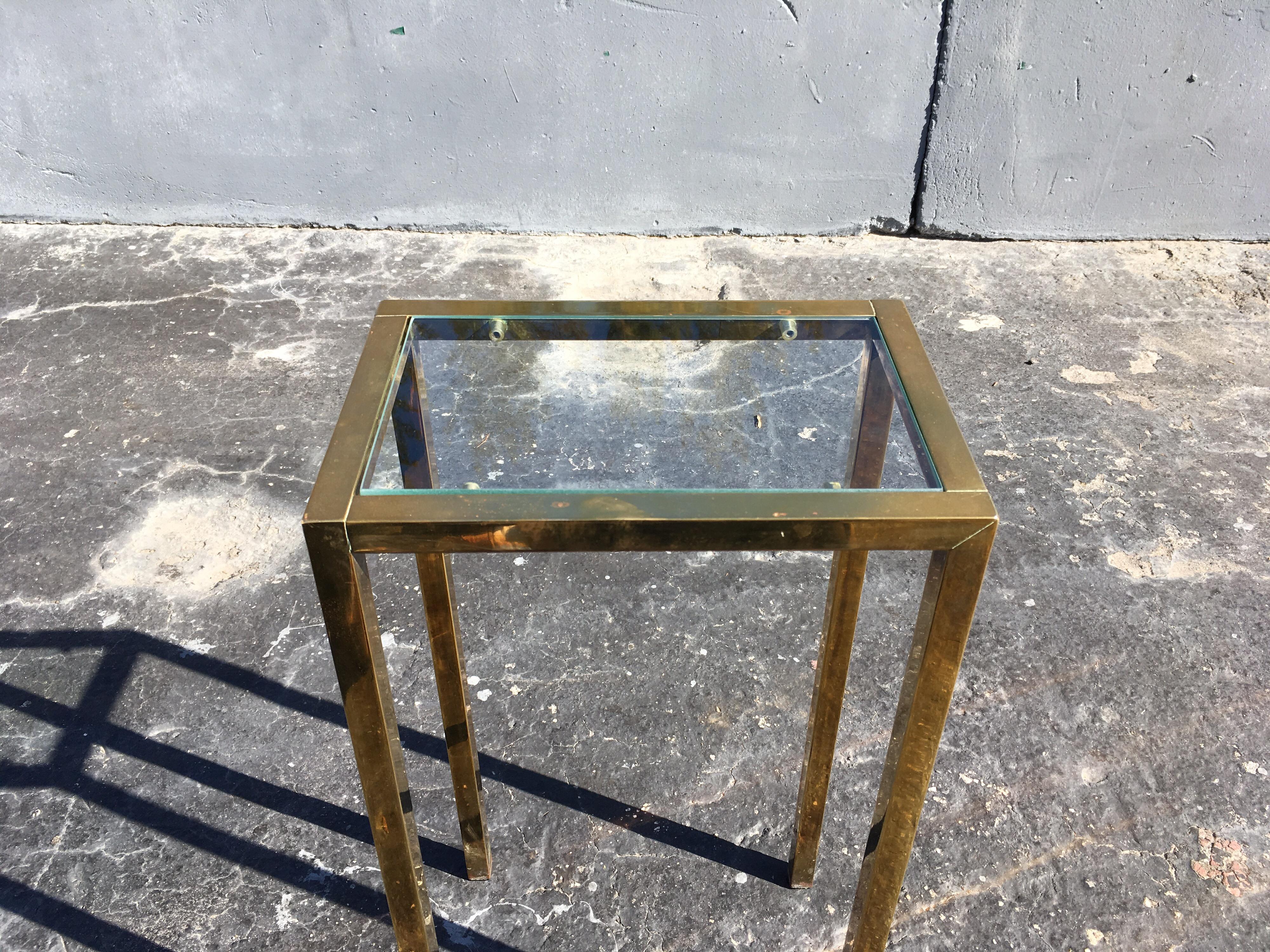 Brass Side Table with Glass in the Style of Laverne 3