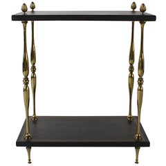 Brass Side Table with Leather Tops, circa 1950