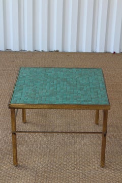 Brass Side Table with Murano Glass Mosaic Tiles, USA, 1950s