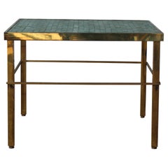 Brass Side Table with Murano Glass Mosaic Tiles, USA, 1950s