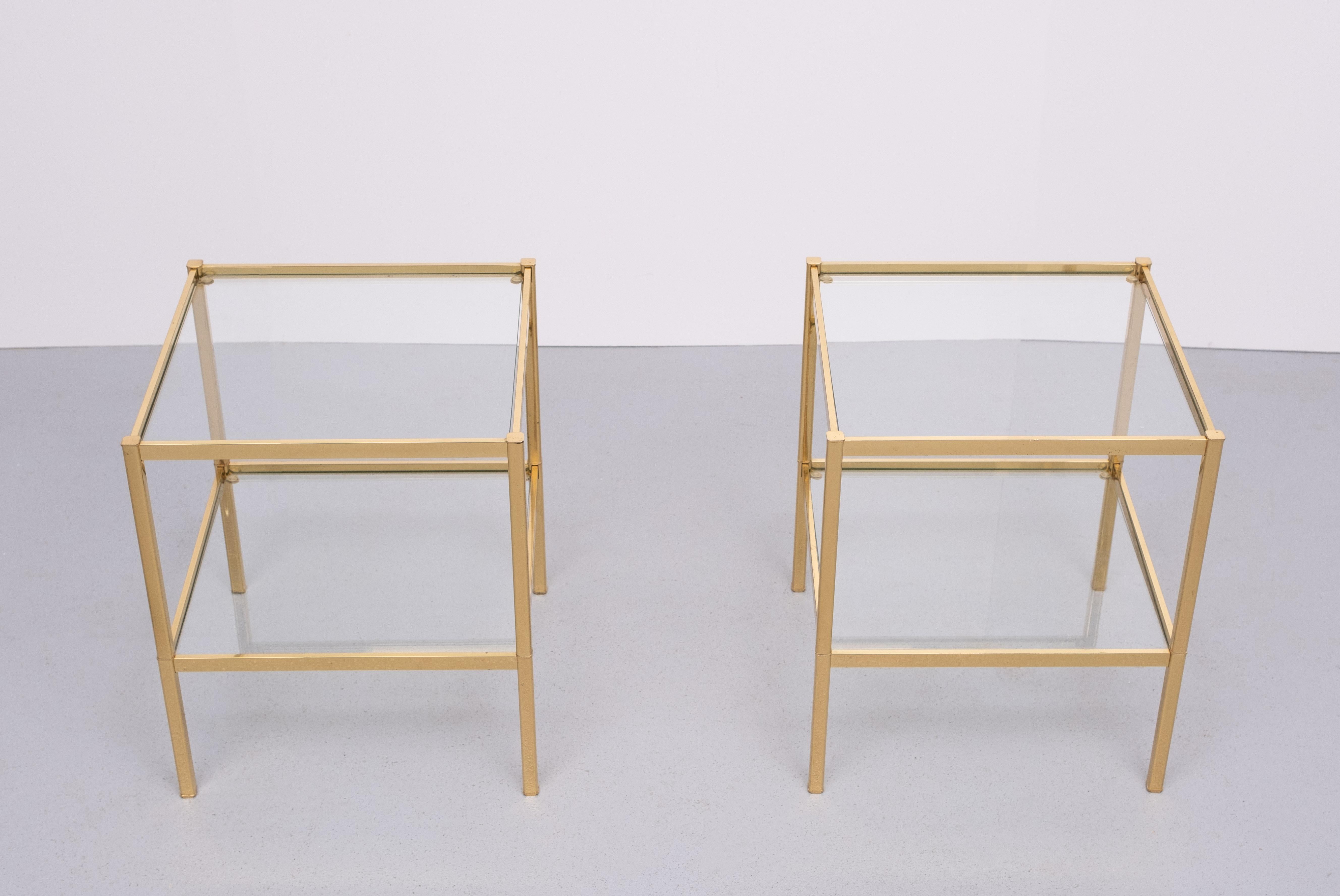 French Brass side tables attrib Maison Baguès 1970s France For Sale