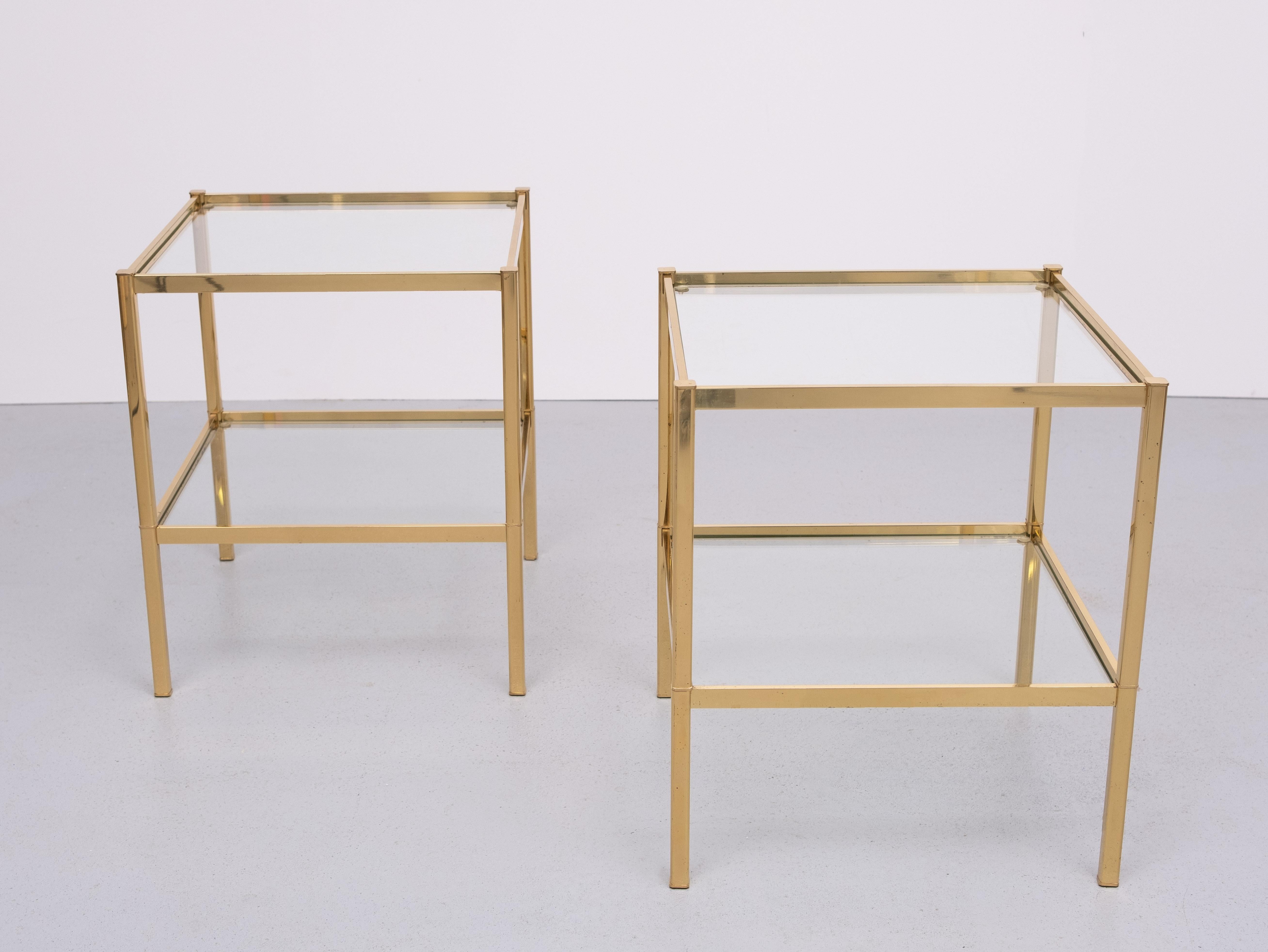 Late 20th Century Brass side tables attrib Maison Baguès 1970s France For Sale