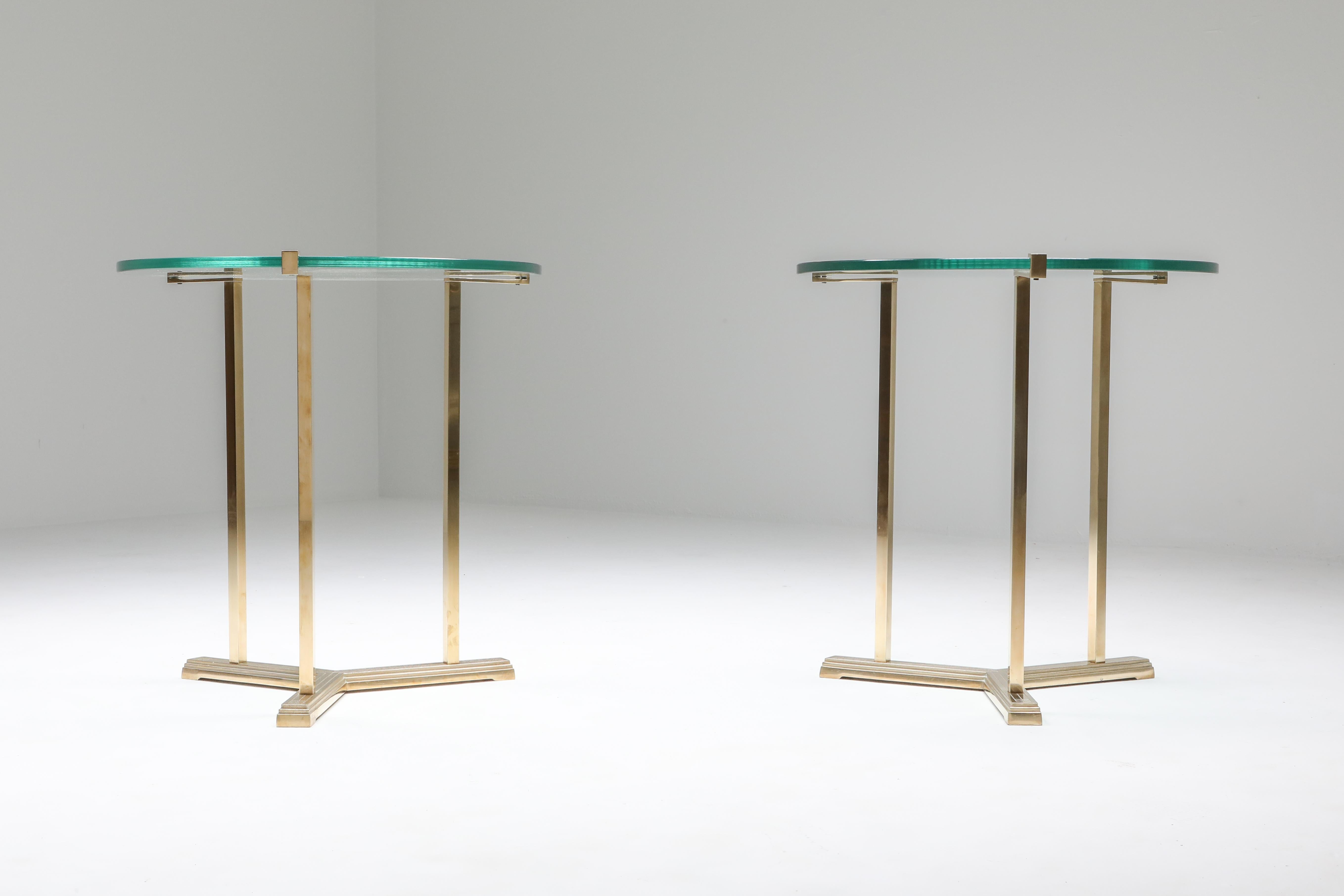 Hollywood Regency Brass Side Tables by Peter Ghyczy
