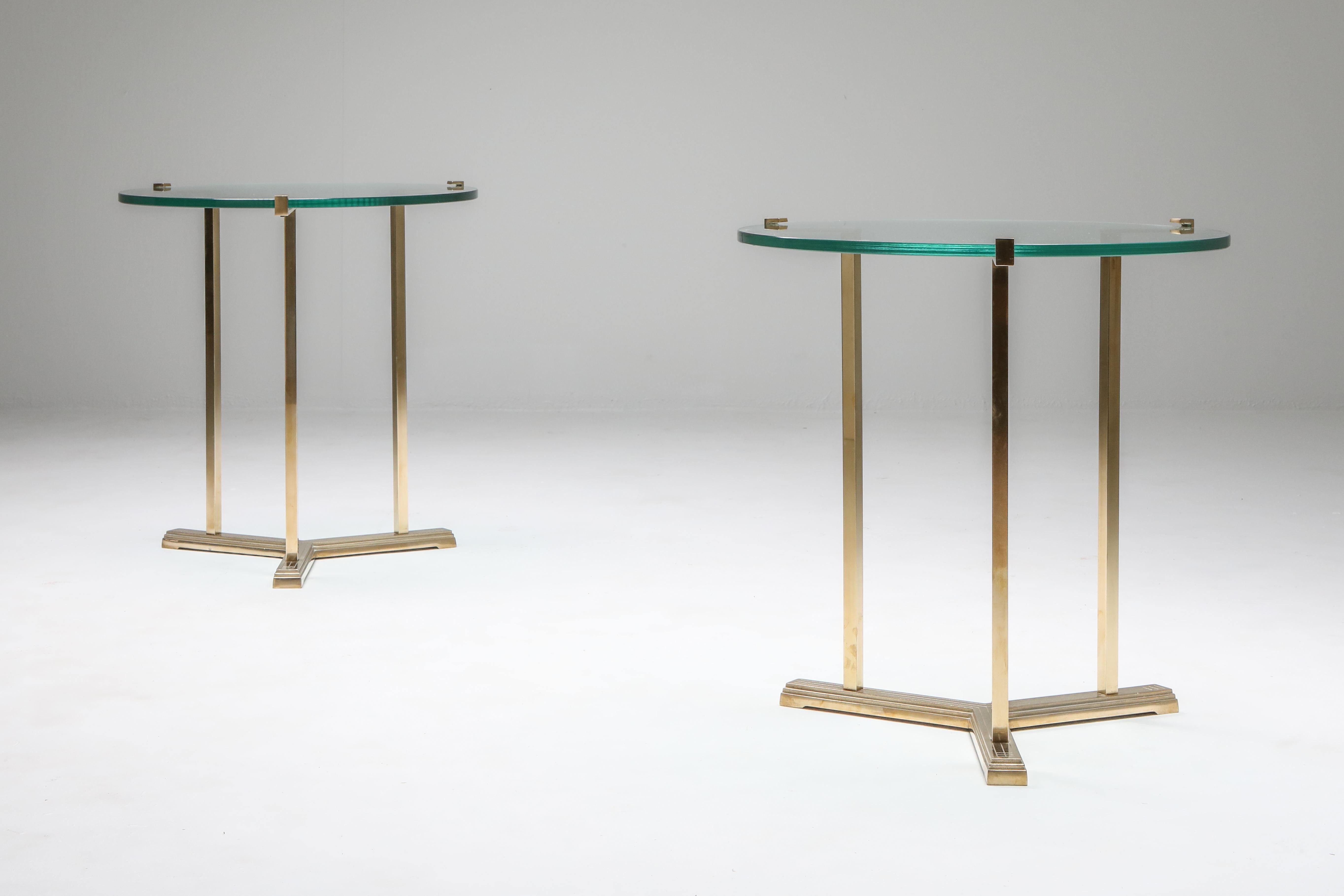 Dutch Brass Side Tables by Peter Ghyczy