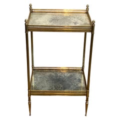 Tables d'appoint en laiton avec plateaux en miroir oxydé par Maison Jansen