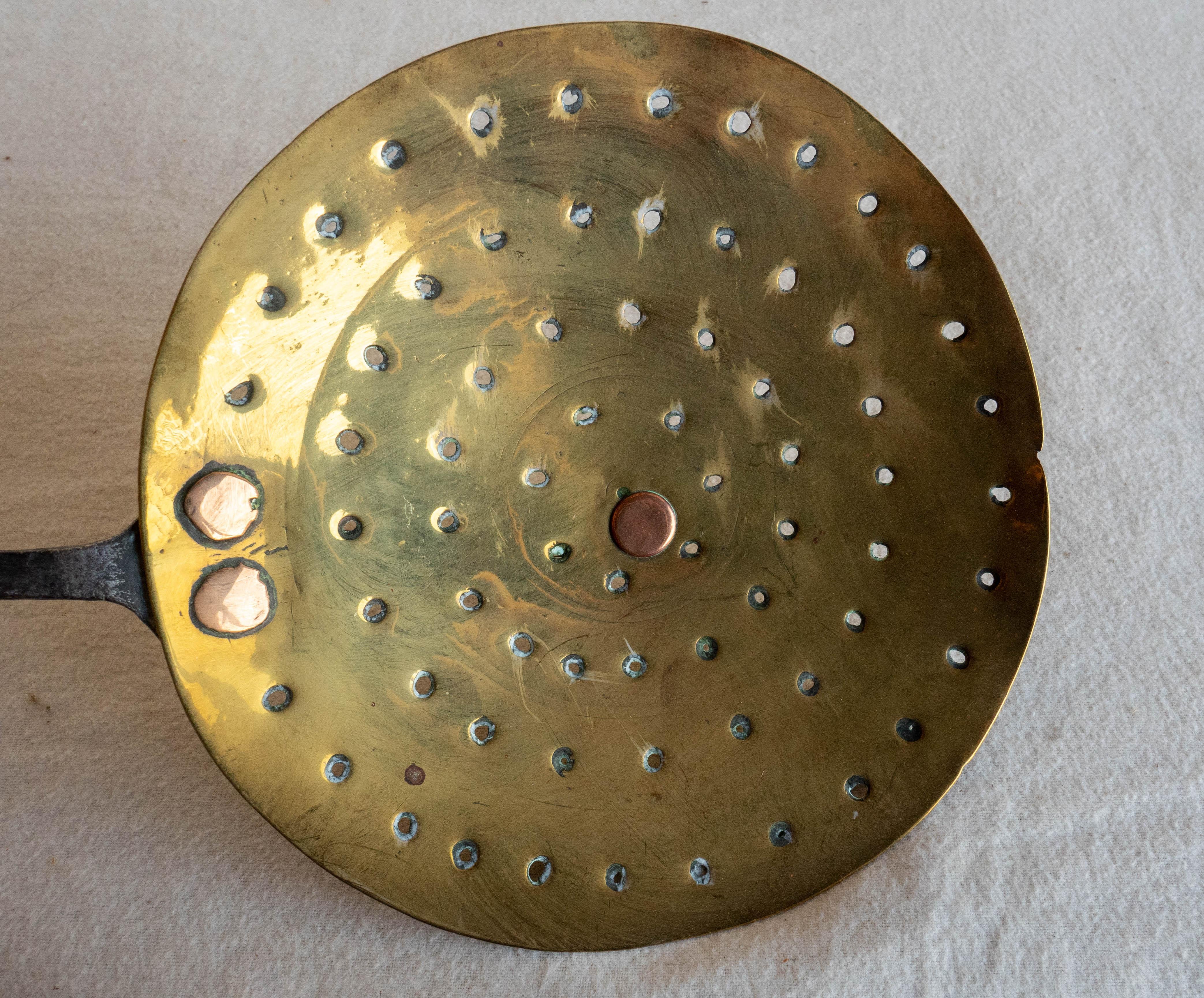 Brass Sieve with Steel Handle, English, Circa 1820 In Good Condition For Sale In Nantucket, MA