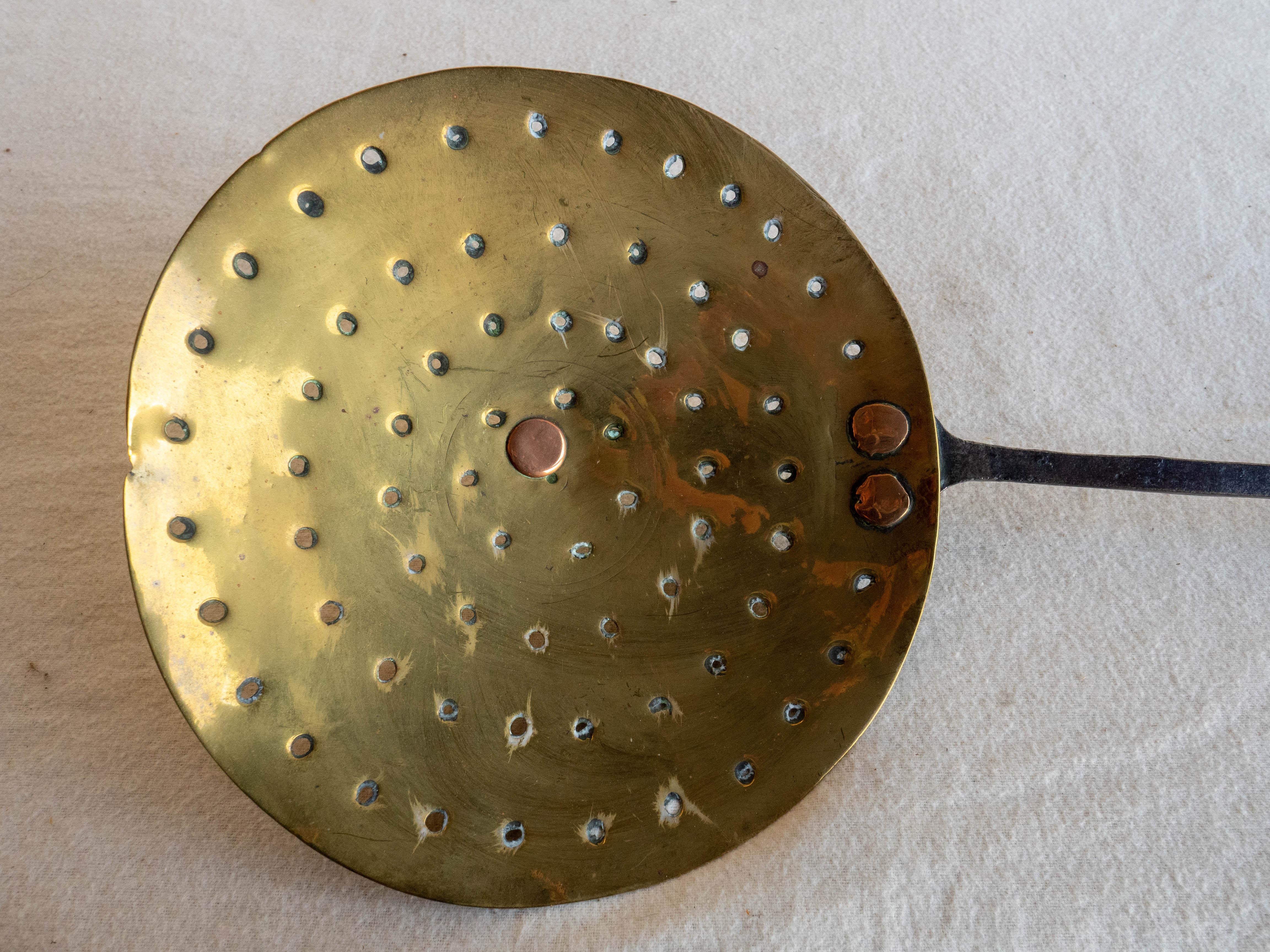19th Century Brass Sieve with Steel Handle, English, Circa 1820 For Sale