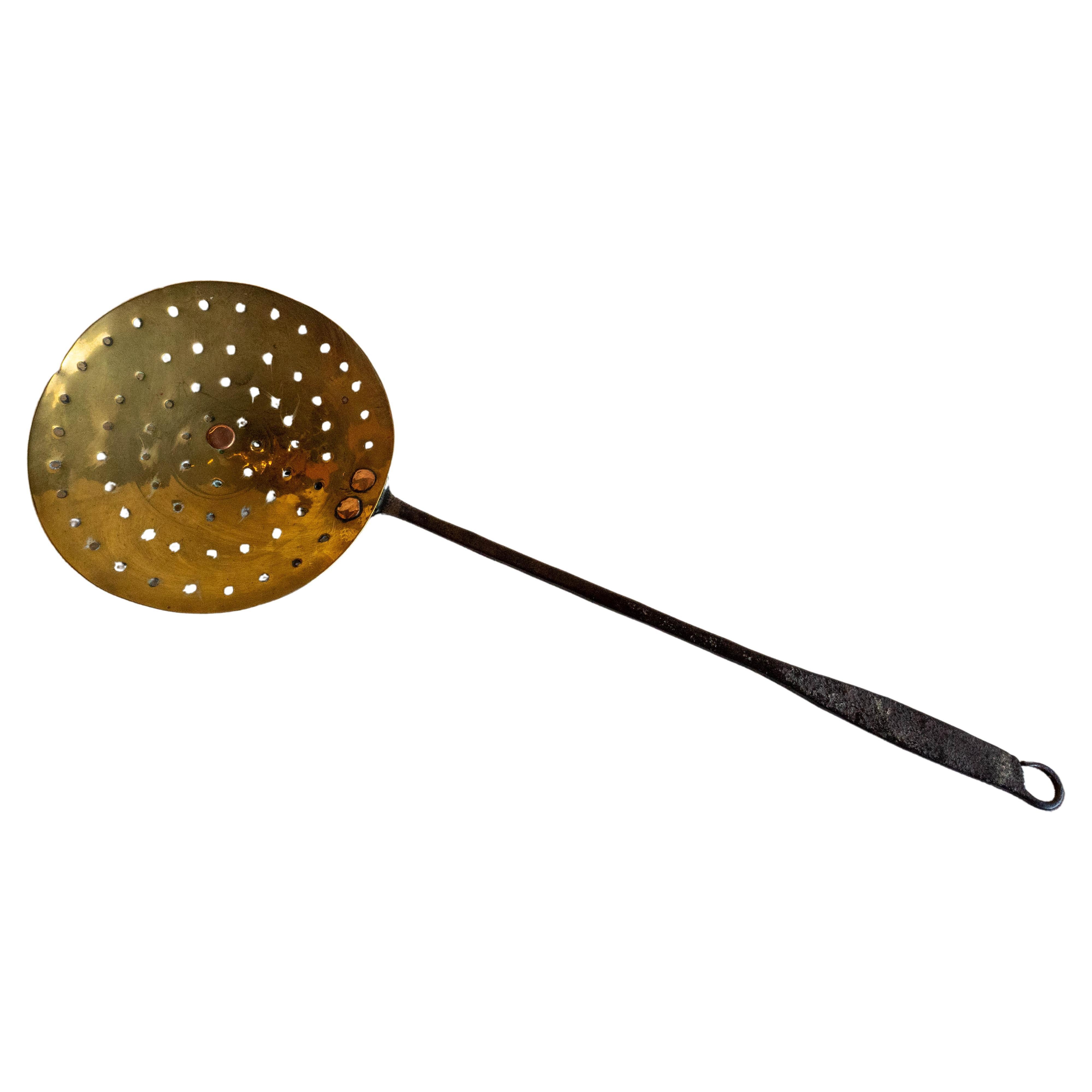 Brass Sieve with Steel Handle, English, Circa 1820 For Sale