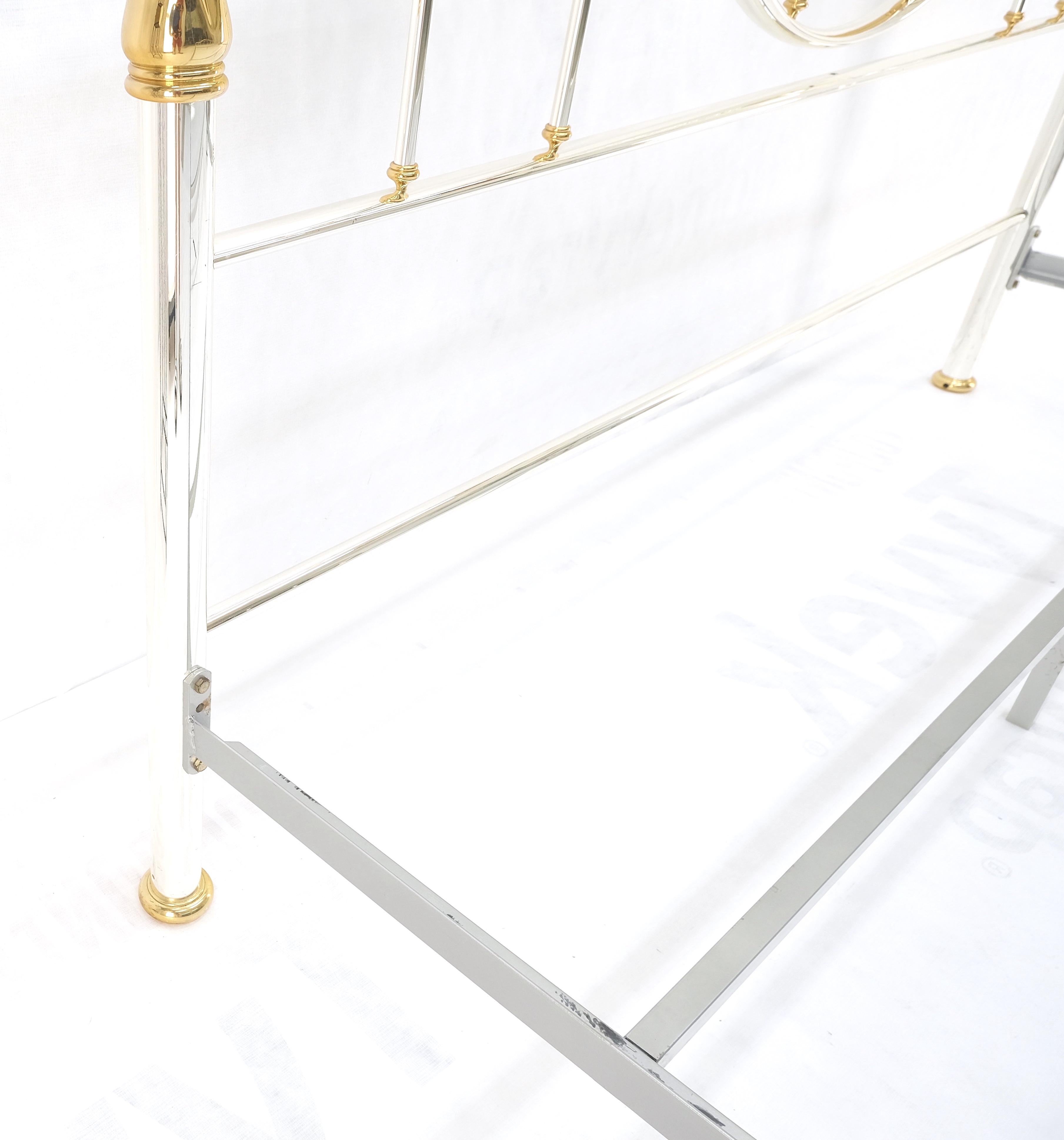 Brass & Silver Plated King Size Hollywood Regency Bed Frame Rails Mid Century Quality.