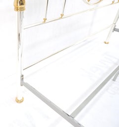 Brass & Silver Plated King Size Hollywood Regency Bed Frame Rails Mid Century