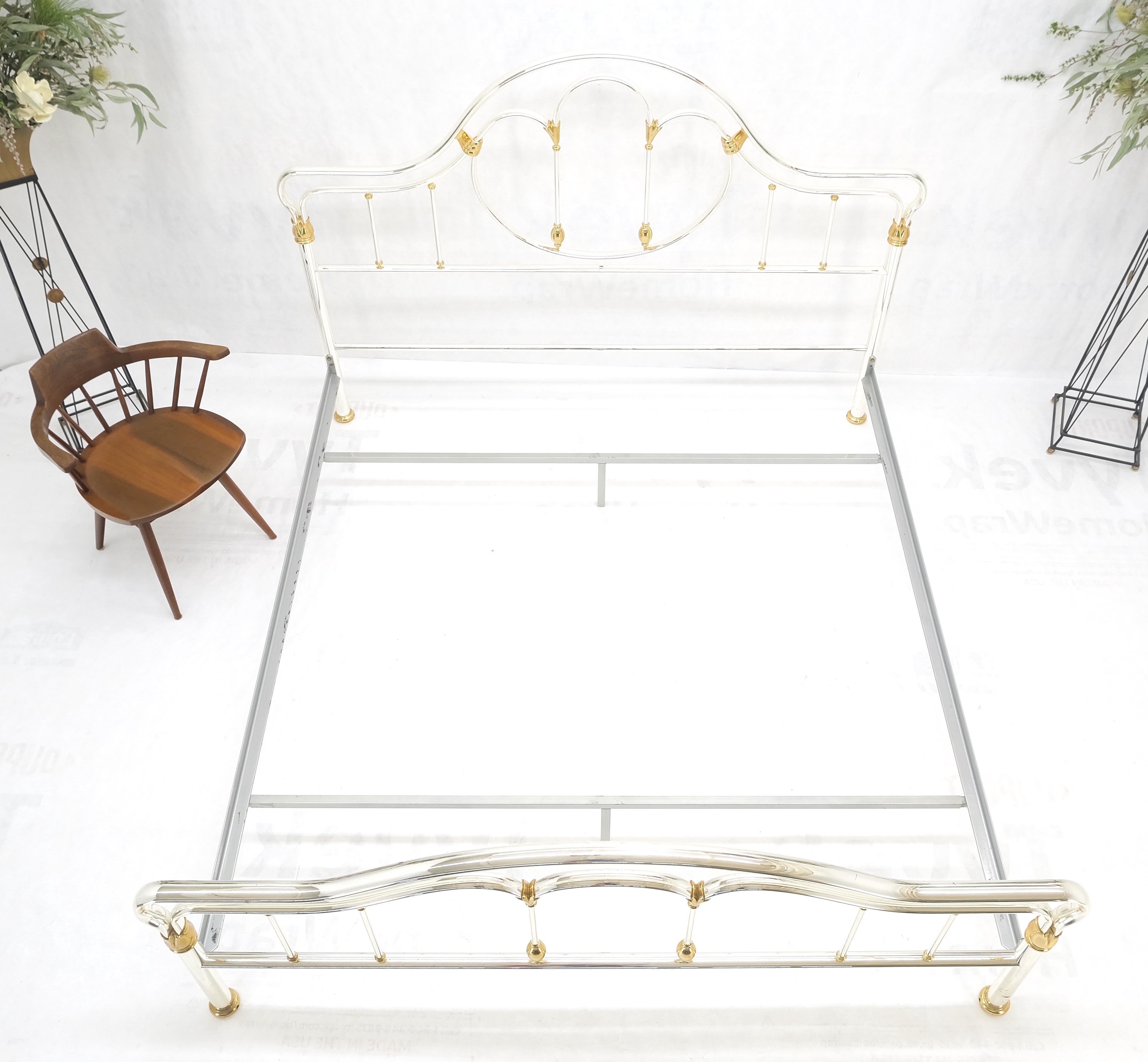 Brass & Silver Plated King Size Hollywood Regency Bed Frame Rails Mid Century In Good Condition For Sale In Rockaway, NJ