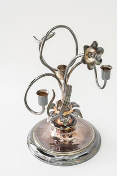 Brass silvered jugendstil candle holder for 3 candles vienna around 1908