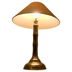 Vintage Brass Simulated Bamboo Table Lamp with Coolie Shade   A very stylish piece 