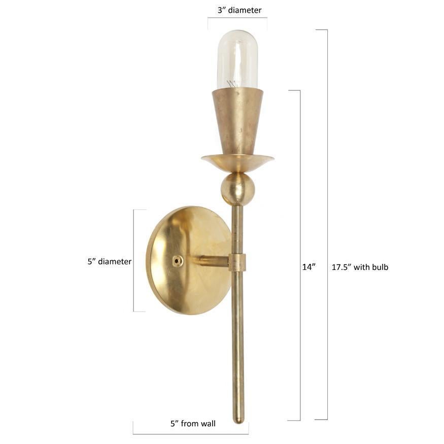 A simple modern sconce to accent your bedroom, bathroom, or work space. This contemporary light also works well in a commercial setting restaurant, retail, or office space.
Designed by Michele Varian
Unfinished brass (clear coat can be added for