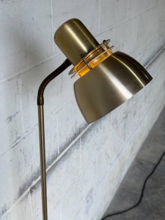 Brass Single Spotlight Floor Lamp with Directional Shade Vintage Vintage 1970s
