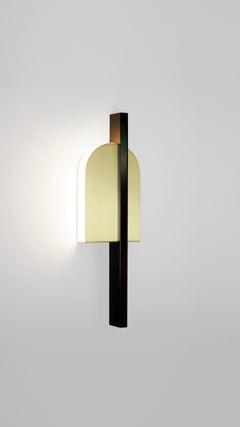 Brass "Single" Wall Light, Square in Circle