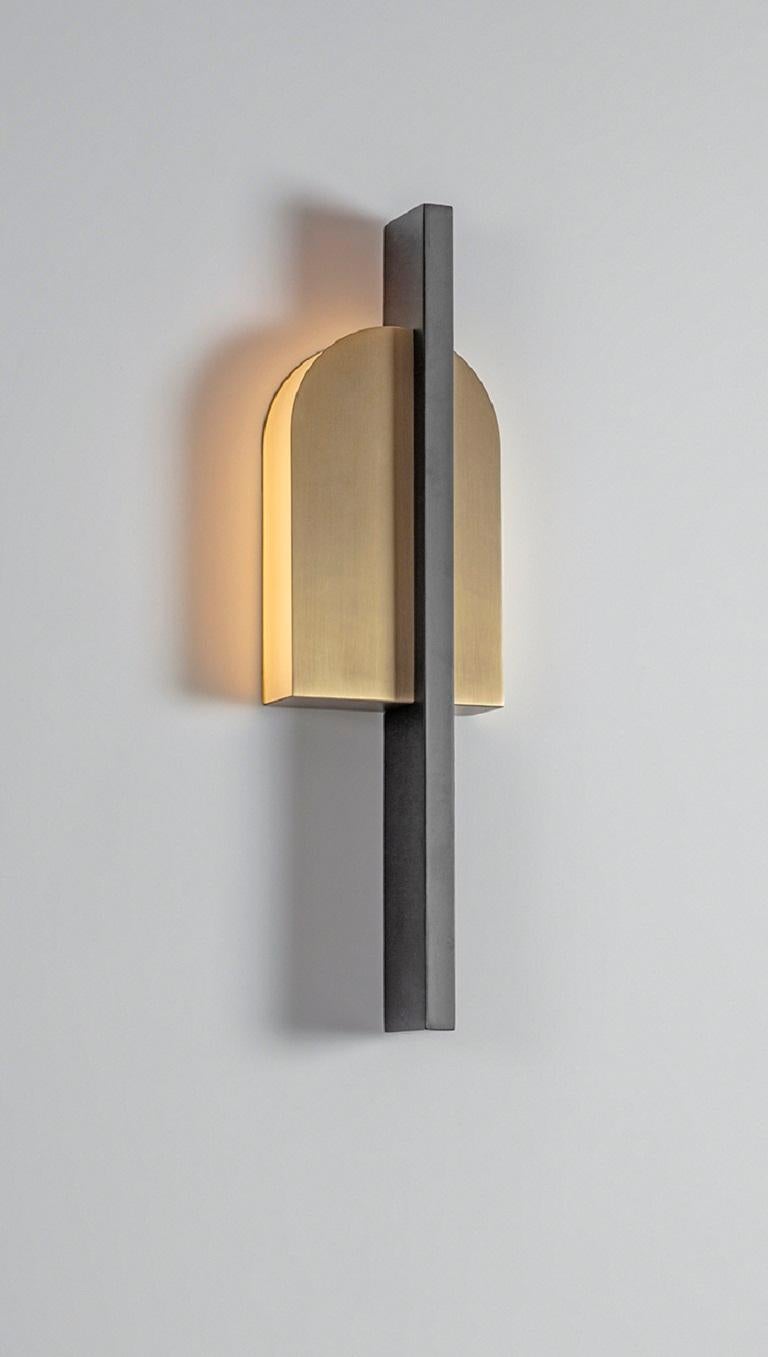 Modern Brass Single Wall Light by Square in Circle For Sale