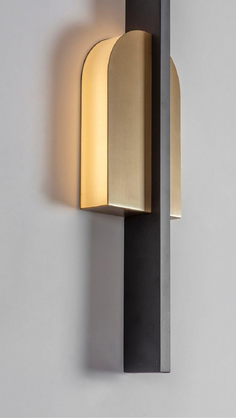 Brushed Brass Single Wall Light by Square in Circle For Sale