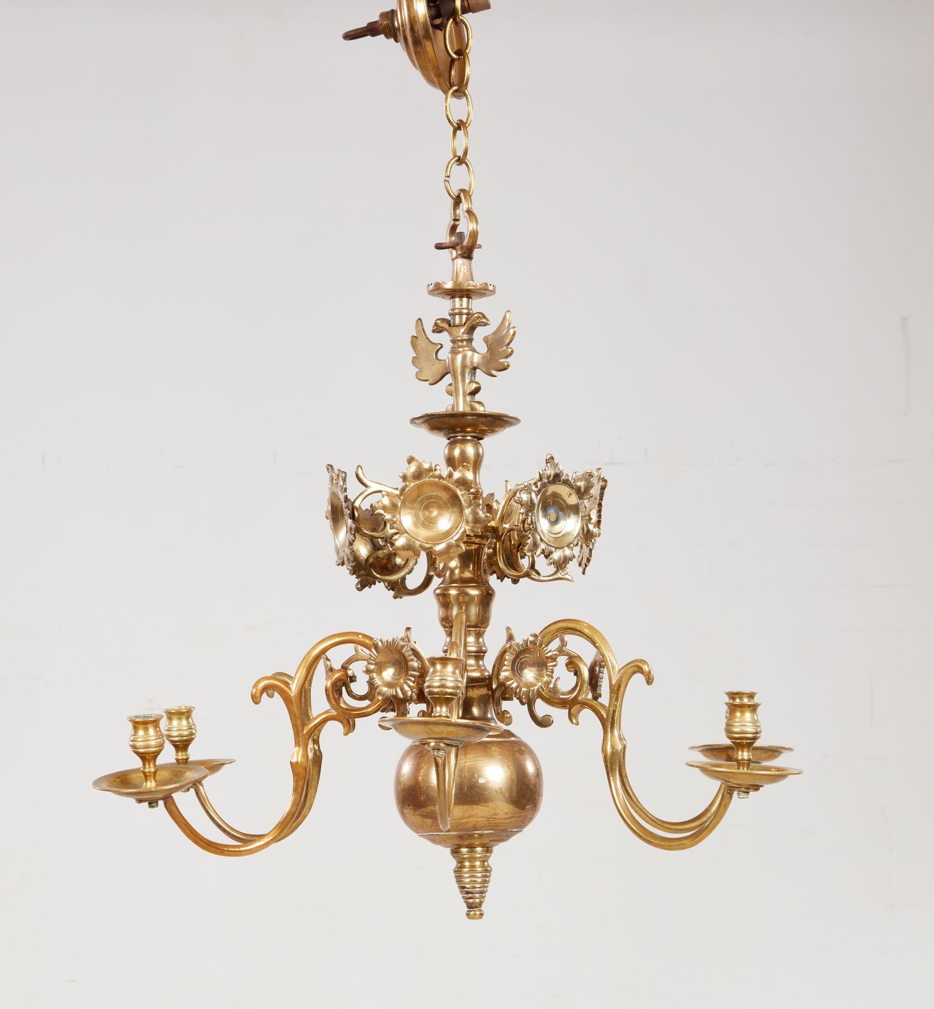 Lampadario a sei luci in ottone in vendita 5