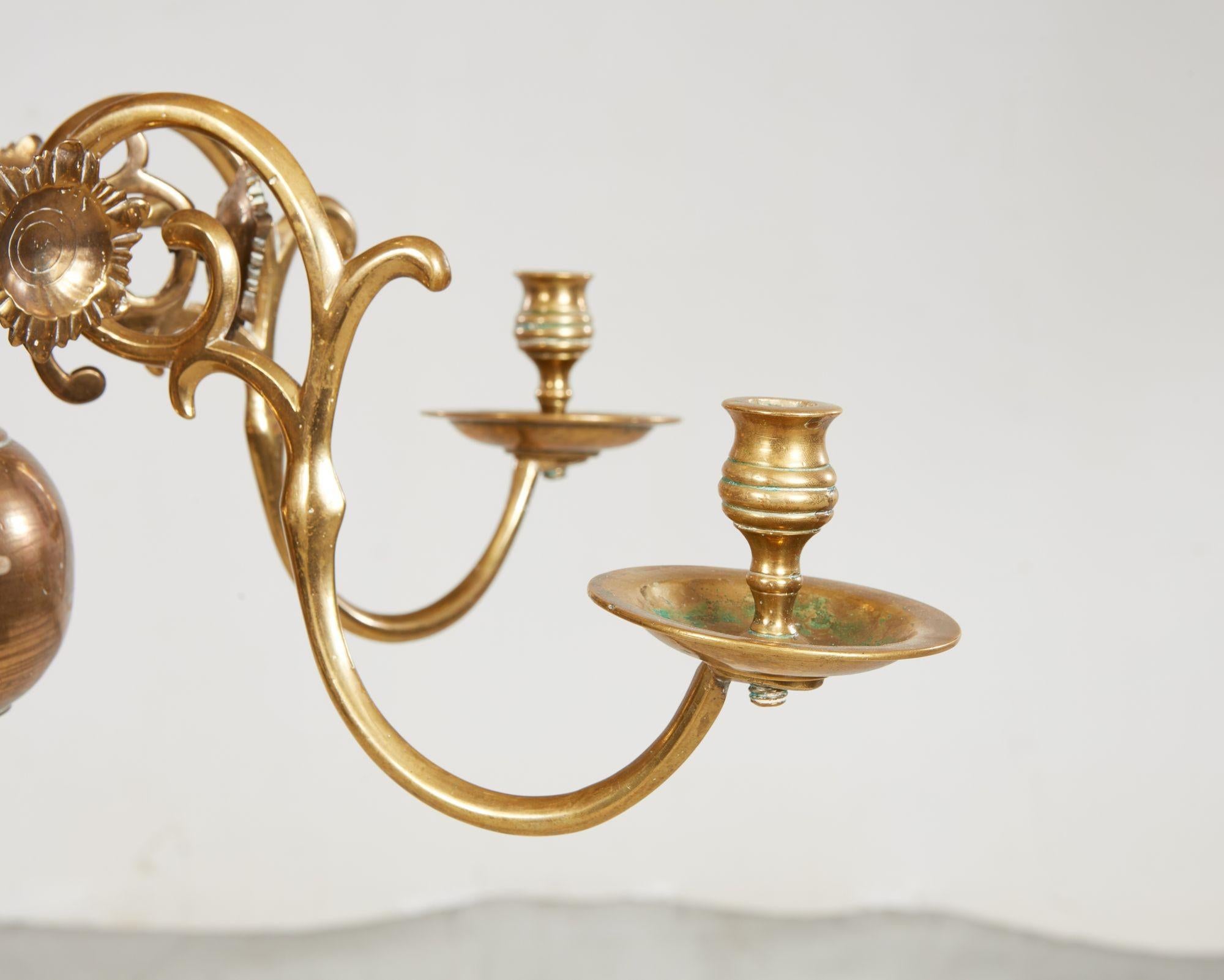 Lampadario a sei luci in ottone in vendita 6