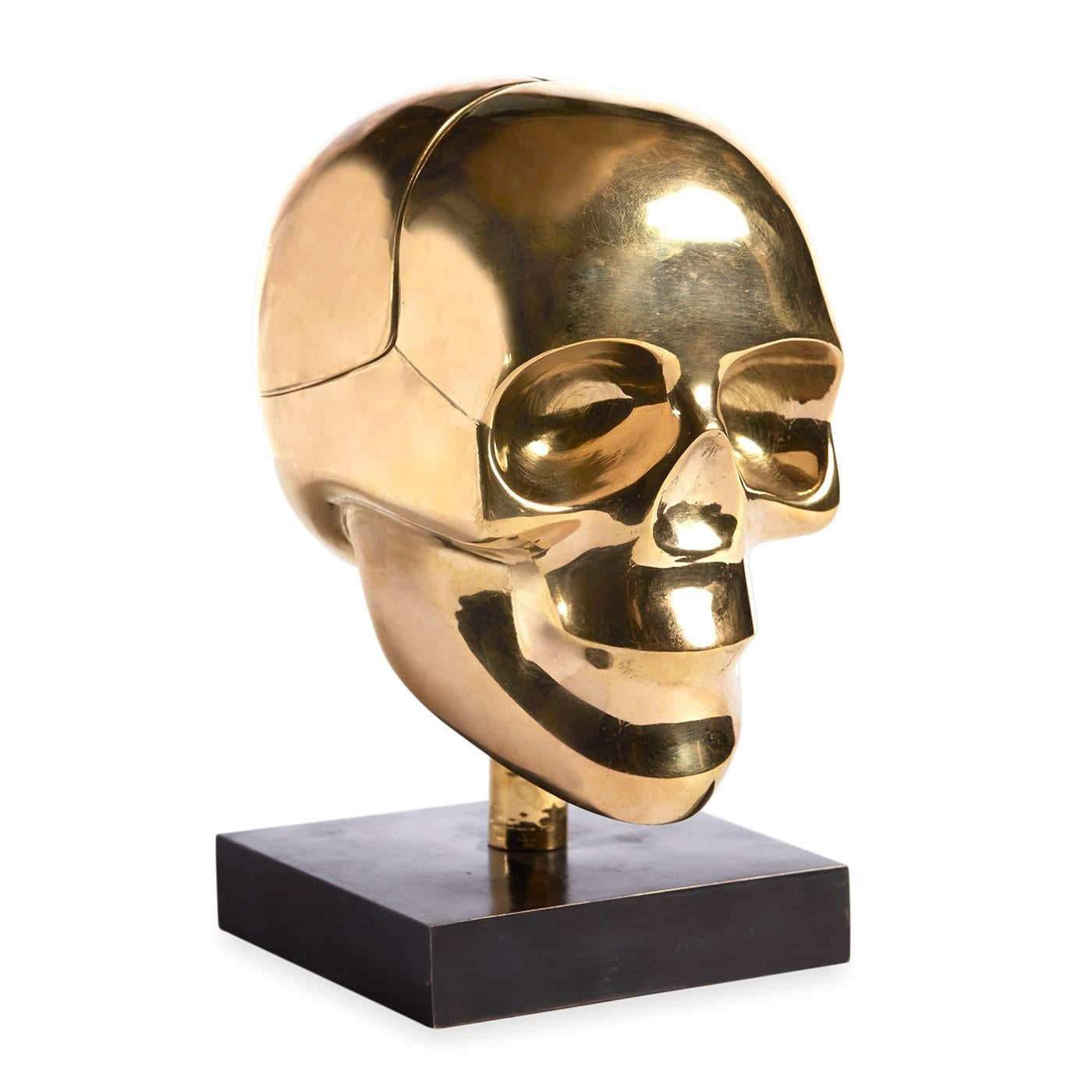 Curatorial Cranium. You might just lose your head over our skull box. Our stylized, Minimalist take on Hamlet's bestie has a hidden hinge at the back, revealing a sneaky spot for storing bits and bobs. Complete with a blackened brass base, it'll add