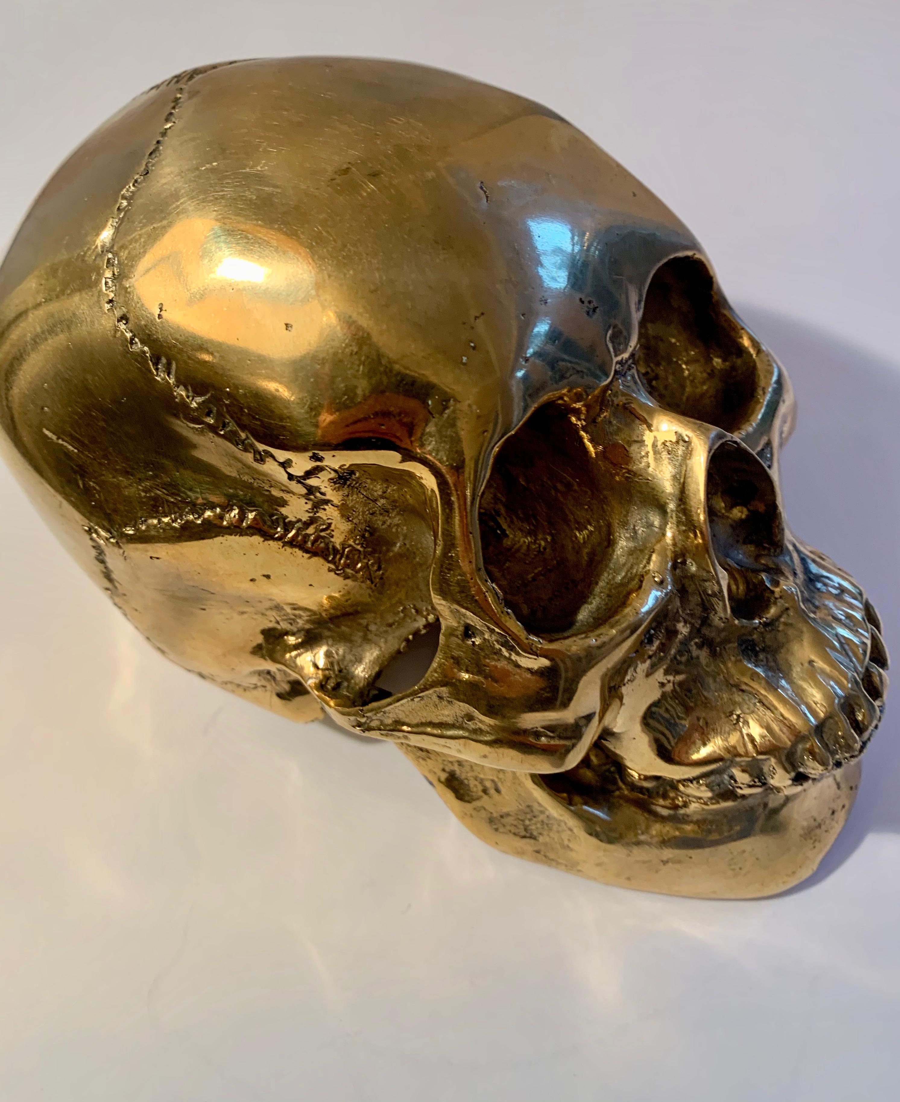 Brass Skull Sculpture Bookend In Good Condition In Los Angeles, CA