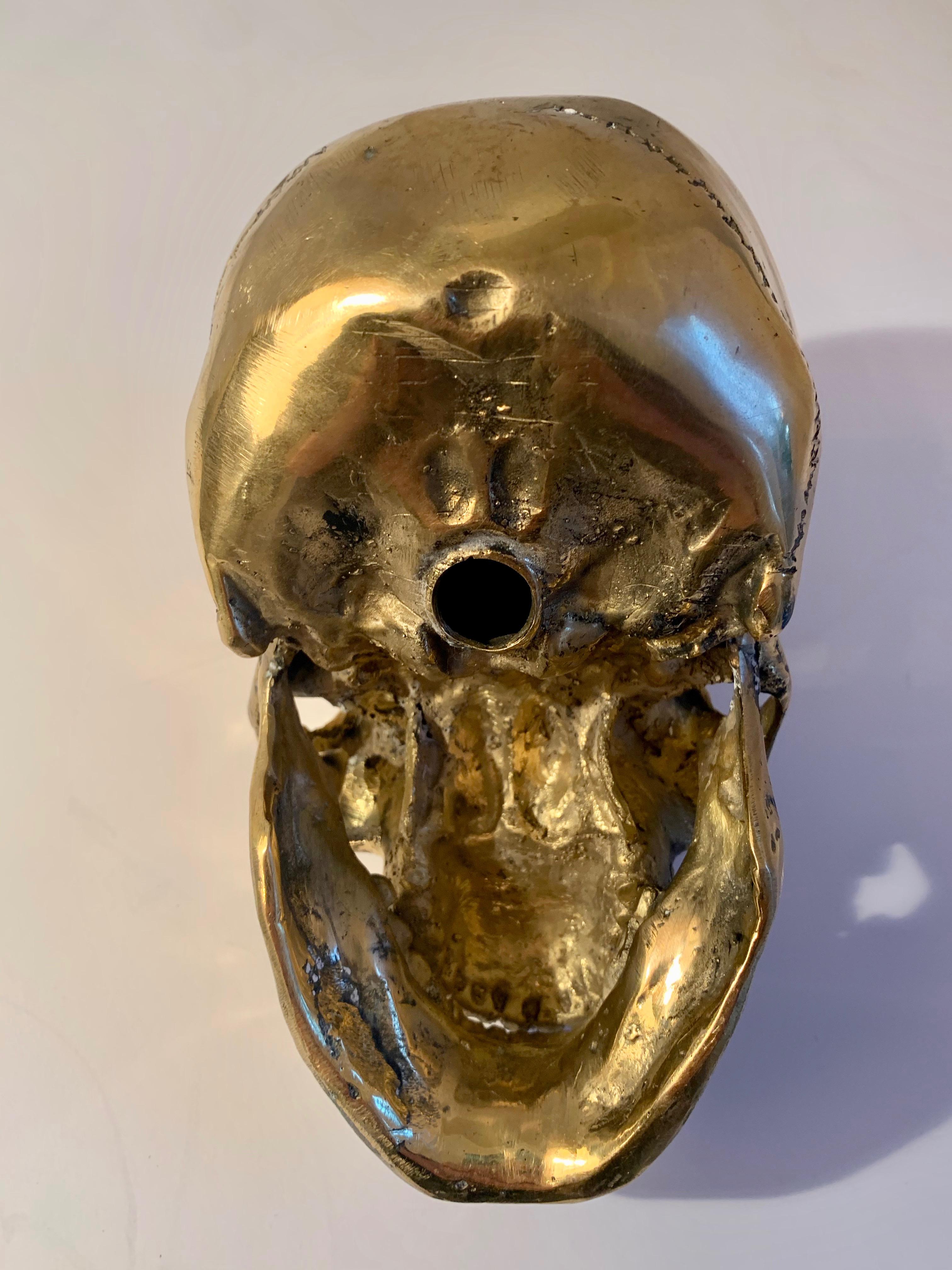 Brass Skull Sculpture Bookend 1